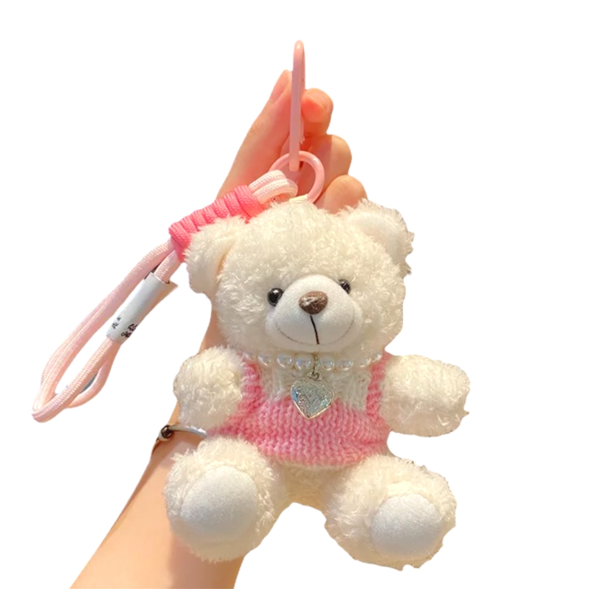 Teddy Bear with Pearls Bag Charm/ Keychain