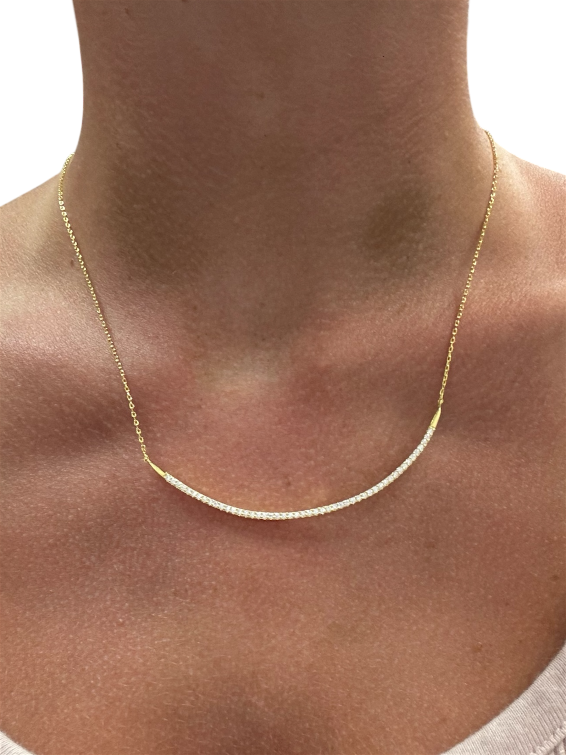 Wishbone CZ Necklace - Sterling Silver 925