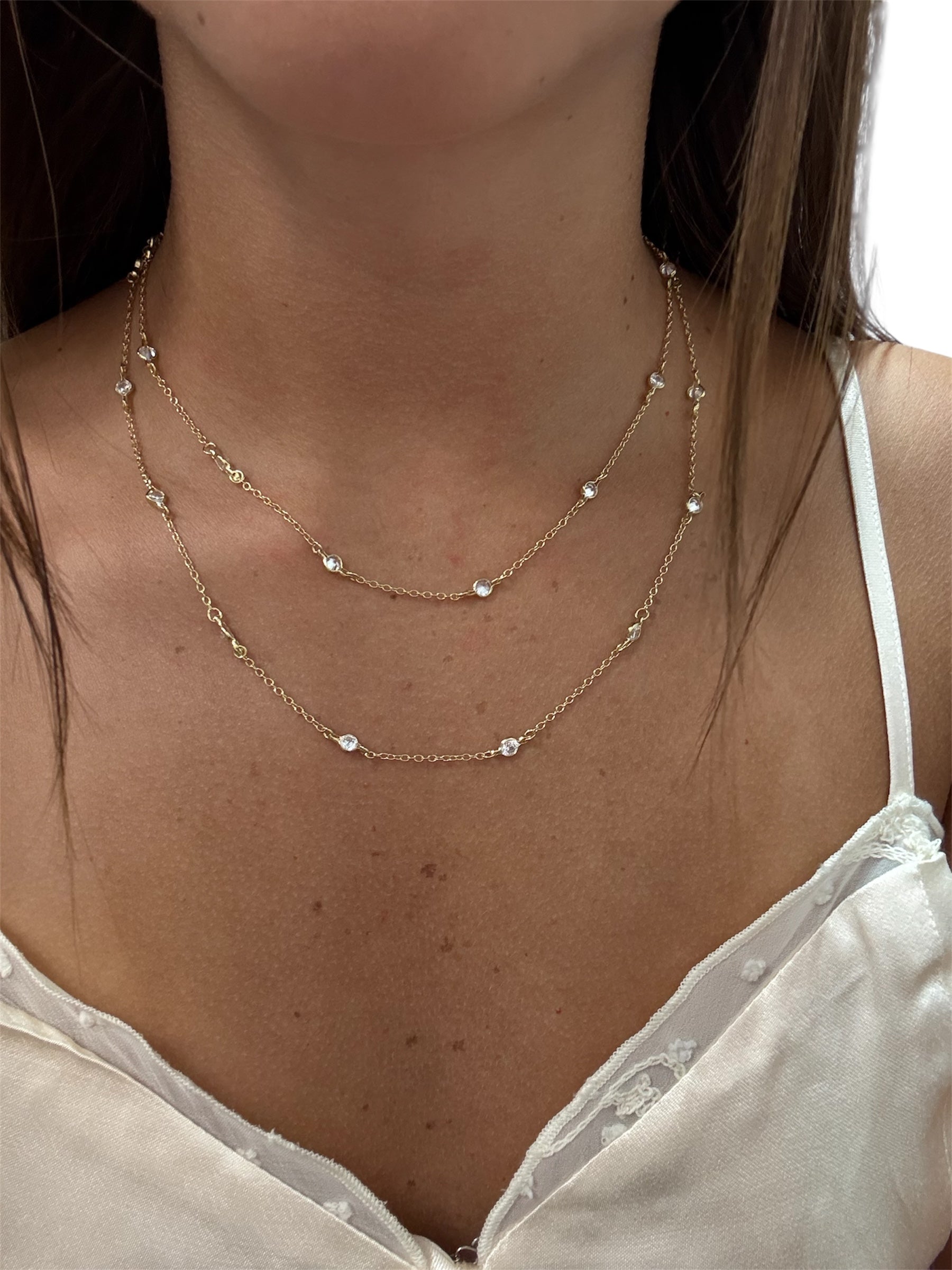 Diamond Layered CZ Necklace - Sterling Silver 925