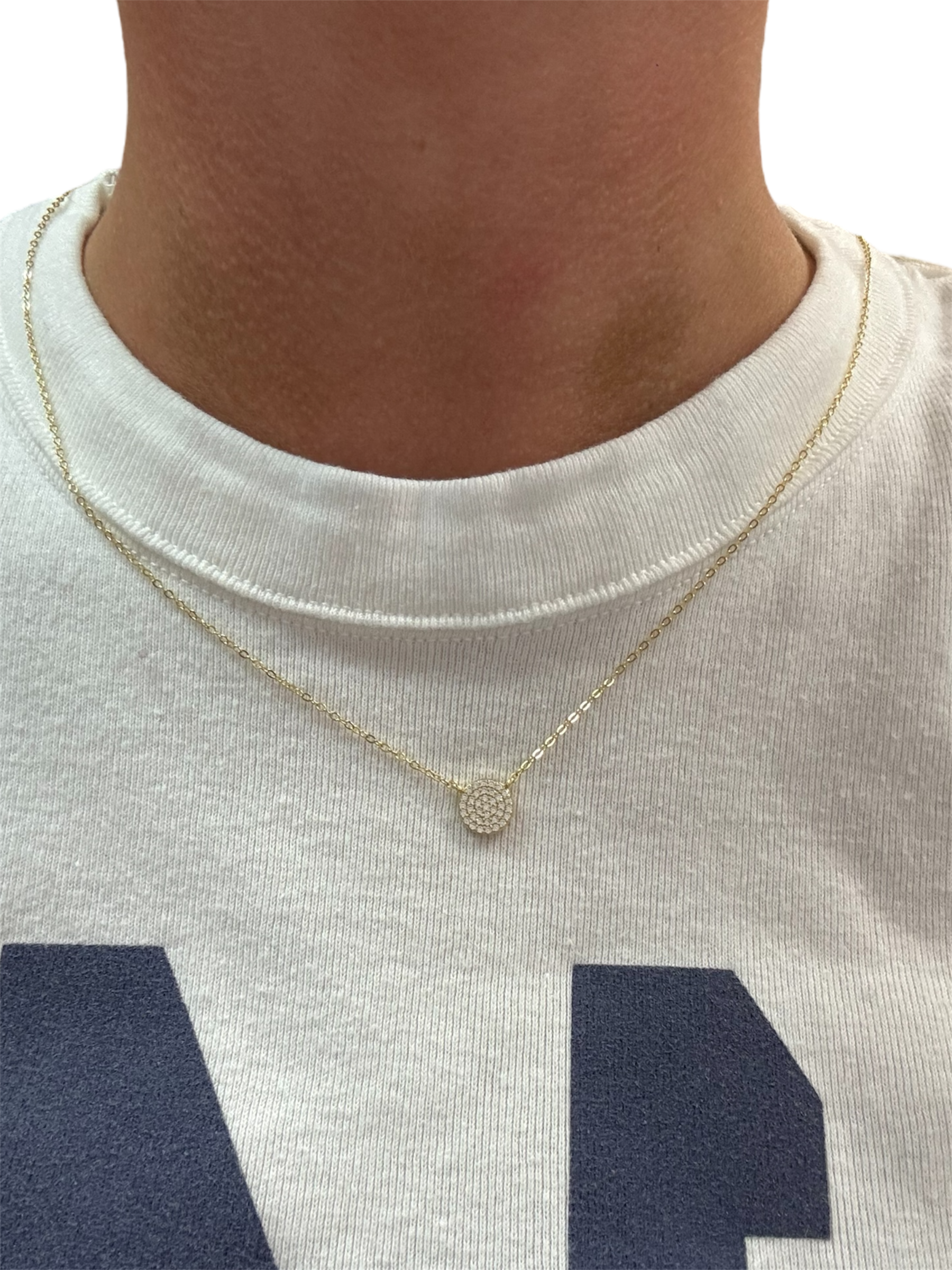 Circle Studded CZ Necklace - Sterling Silver 925