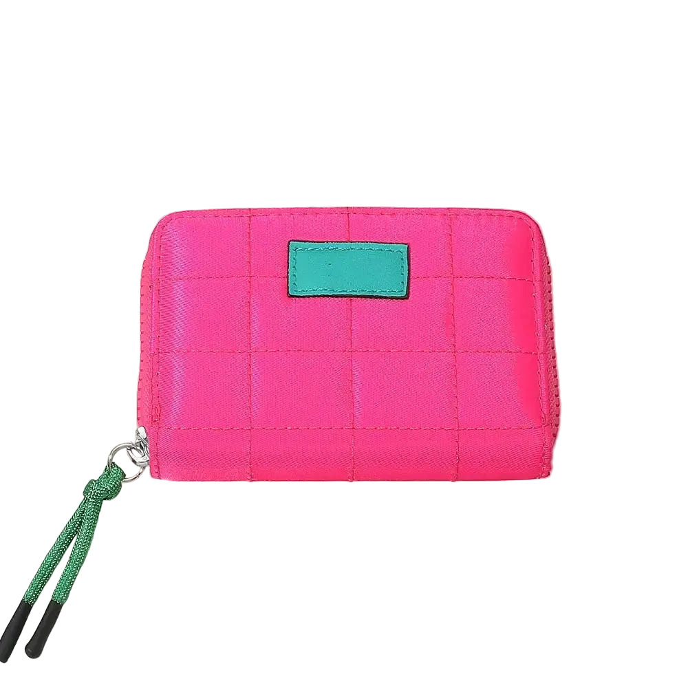 Pink quilted zip around wallet from Private Vendor featuring a stylish design and multiple compartments.