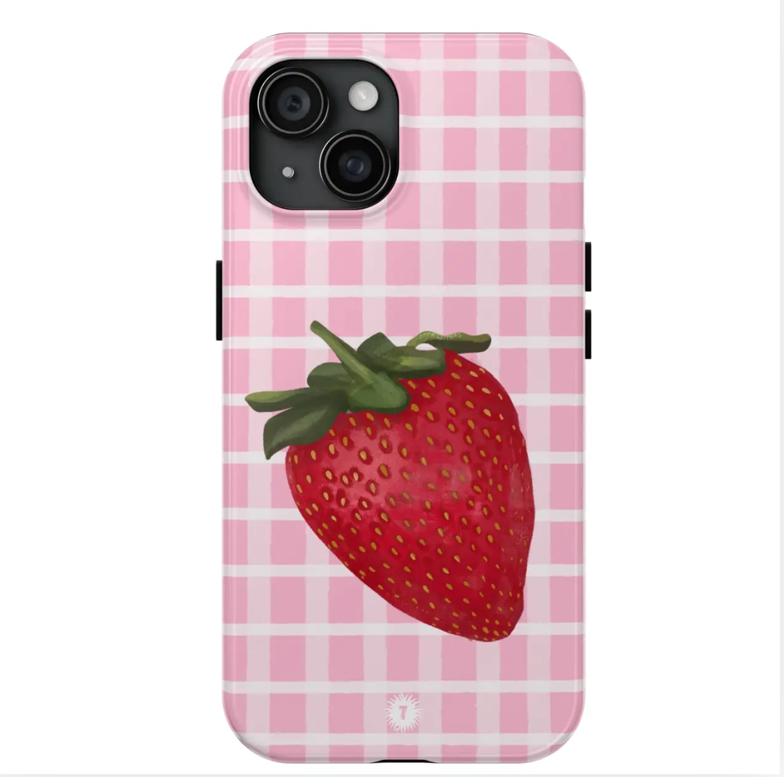 Light Pink Plaid Strawberry Painting Phone Case - Let's Bag It