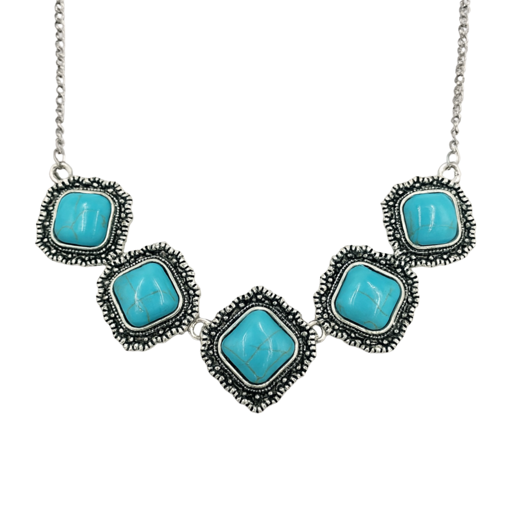 Retro Medieval Square Turquoise Necklace