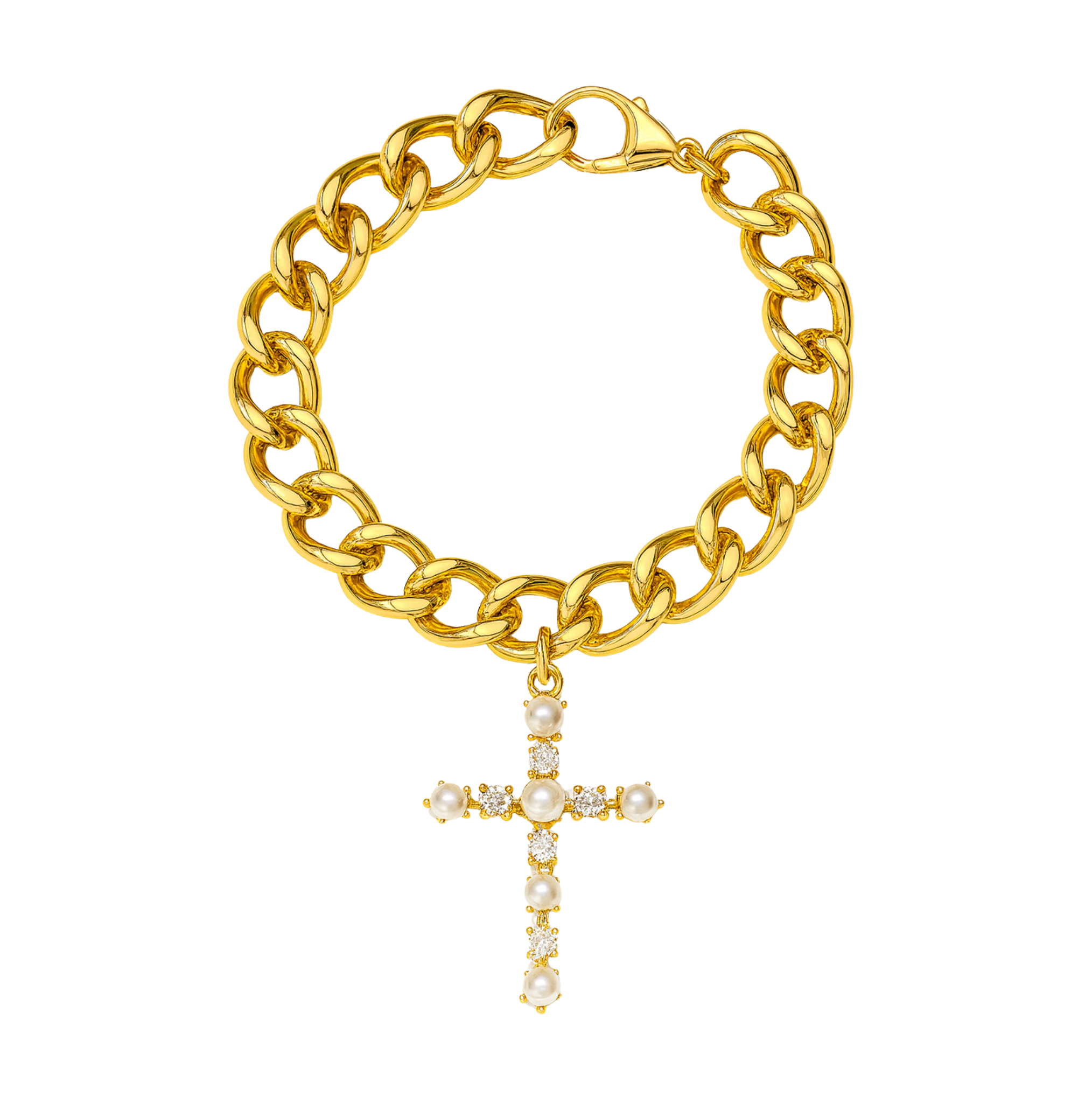 Heavenly Pearl Cross Bracelet