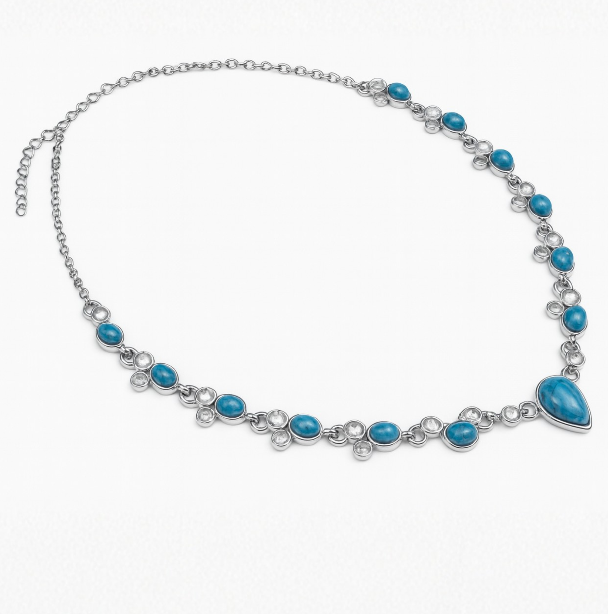 Bohemian Turquoise White Water Droplet Necklace