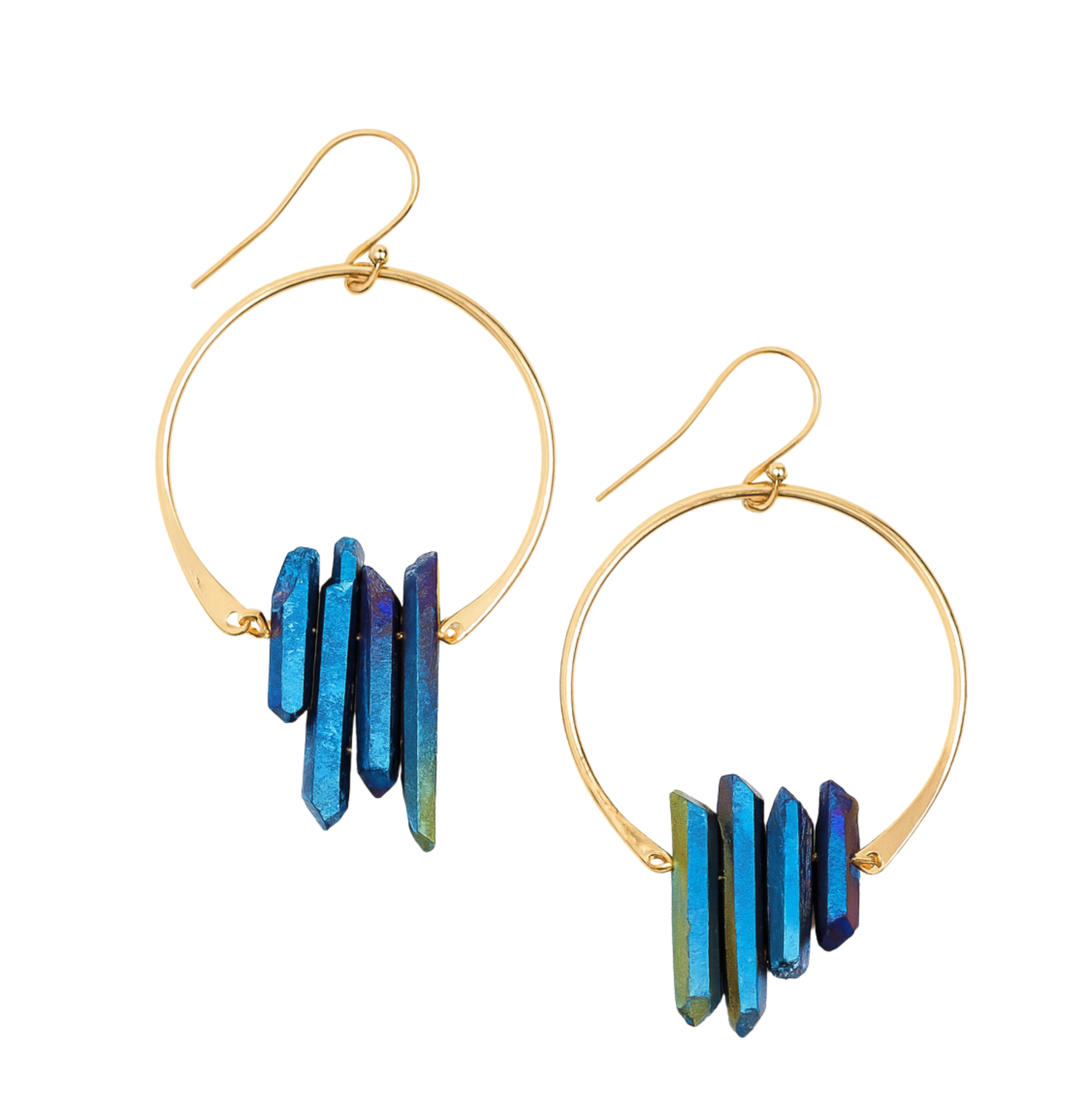 Super Nova Earrings - Peacock Blue Metallic Quartz