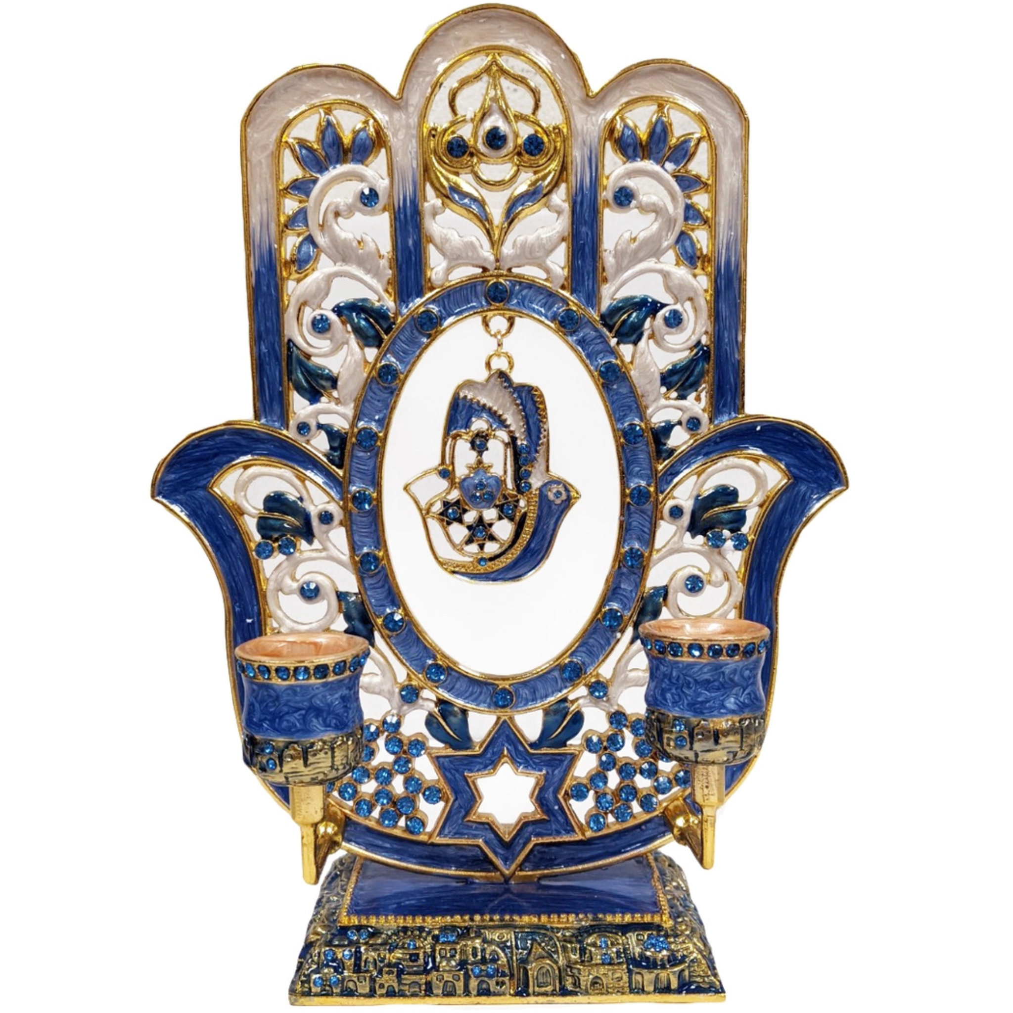 Blue Hamsa Candle Holder - Let's Bag It