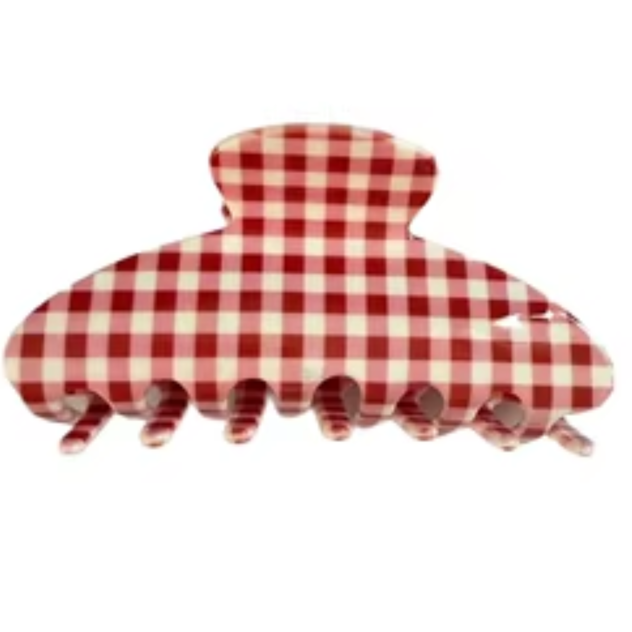 Private label gingham hair clips featuring classic black and white checkered pattern, perfect for stylish hair accessories.