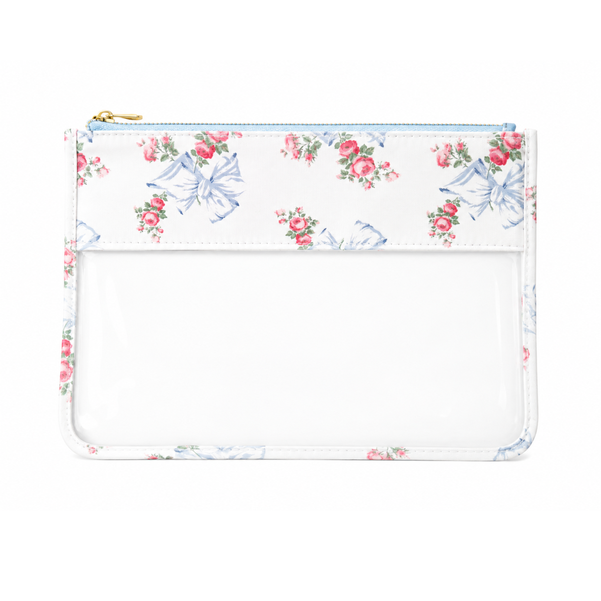 Bow Floral Clear Flat Pouch