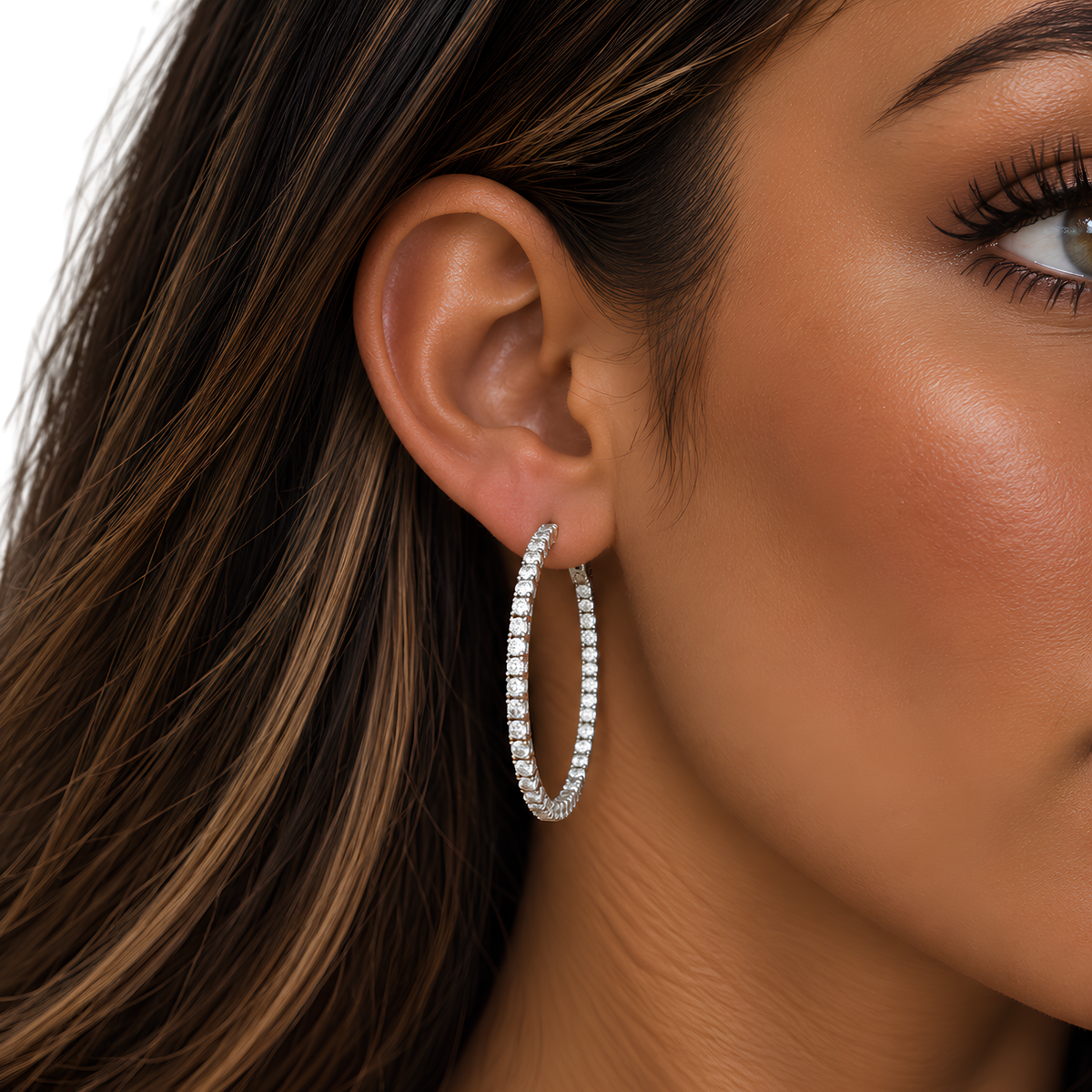 CZ Sterling Silver Large Wrap Around Hoops