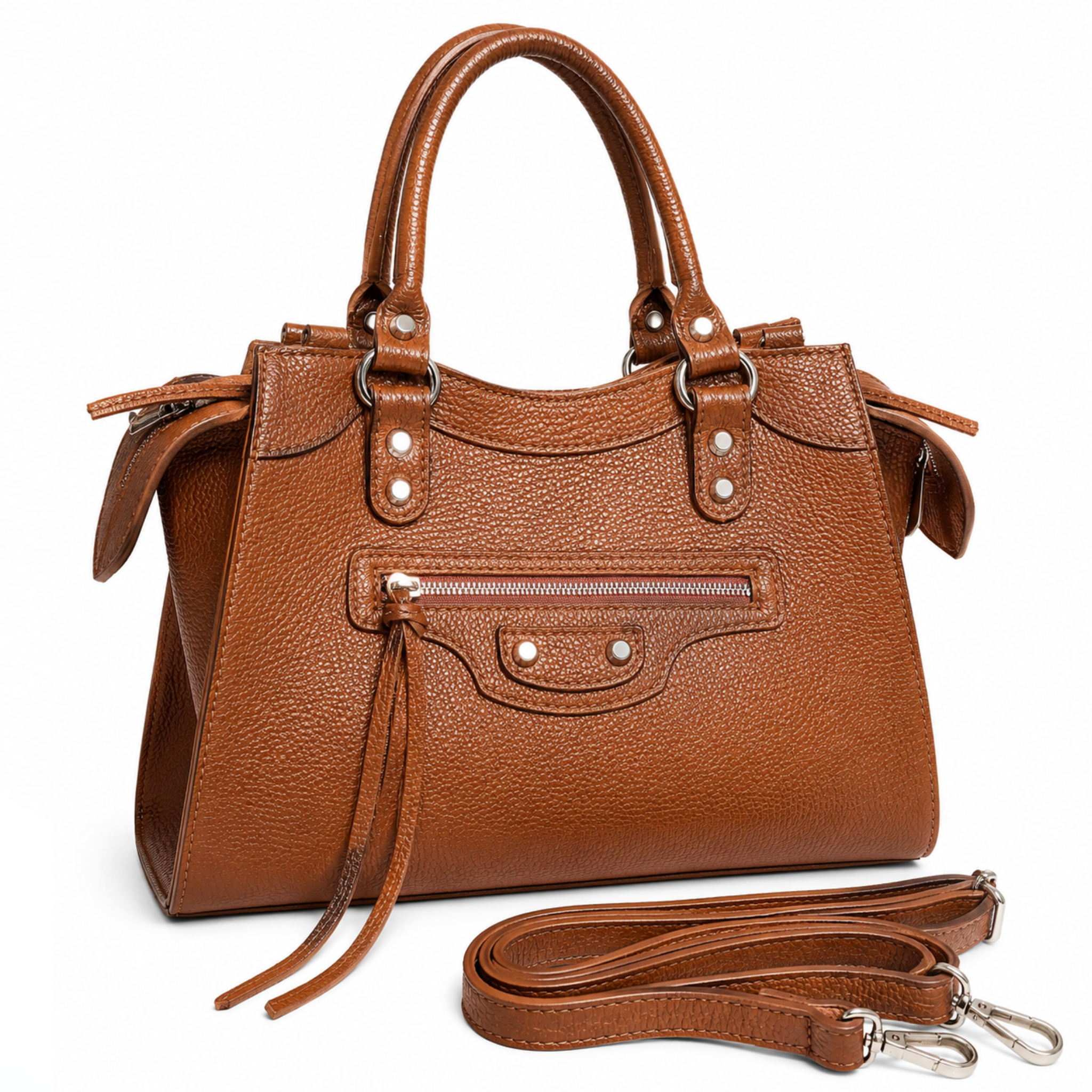 Elegant black genuine leather handbag from NEO classic collection by Private Label, featuring a sleek design and sturdy handles.