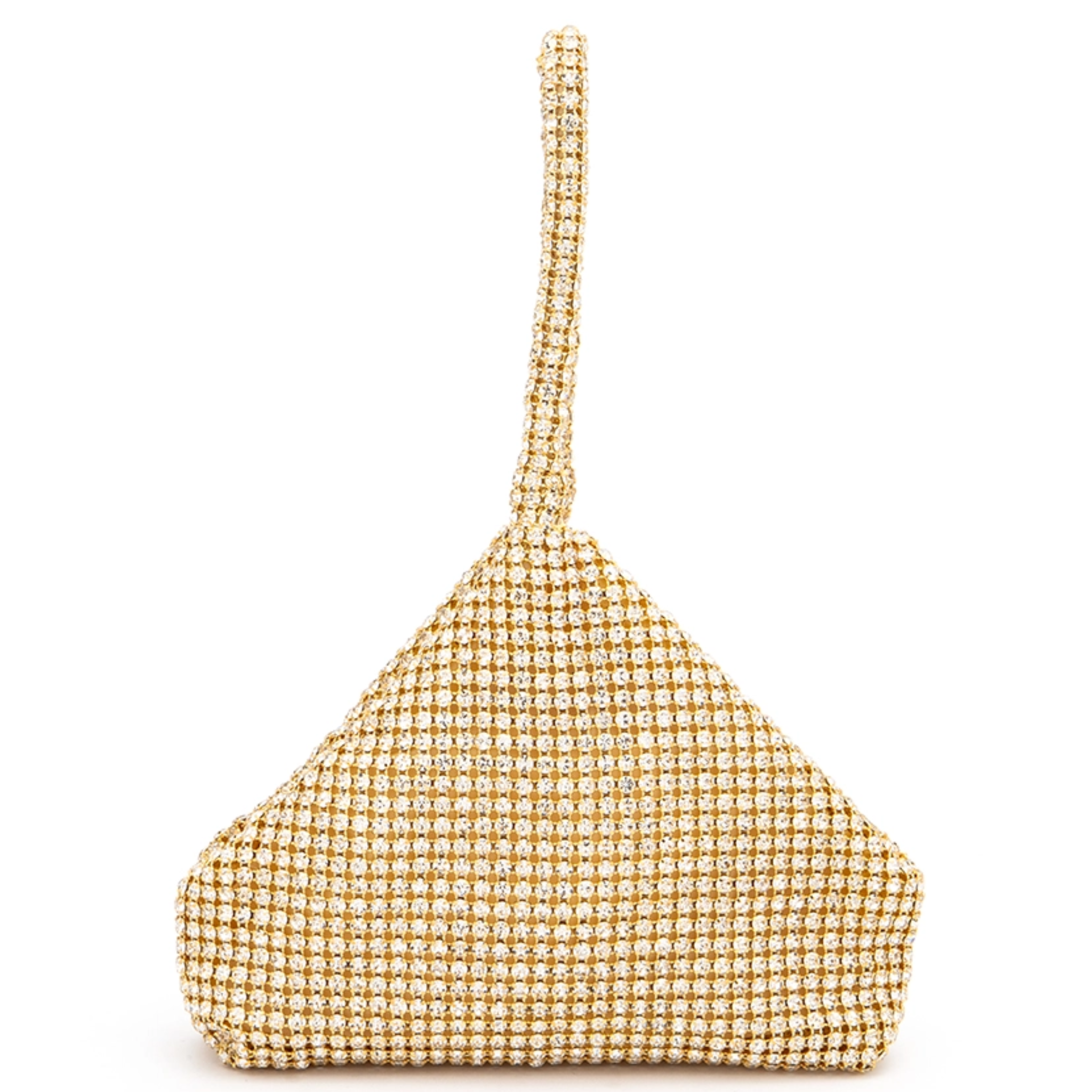 Full stone top handle soft triangle evening clutch bag with elegant design and compact size, ideal for formal occasions.