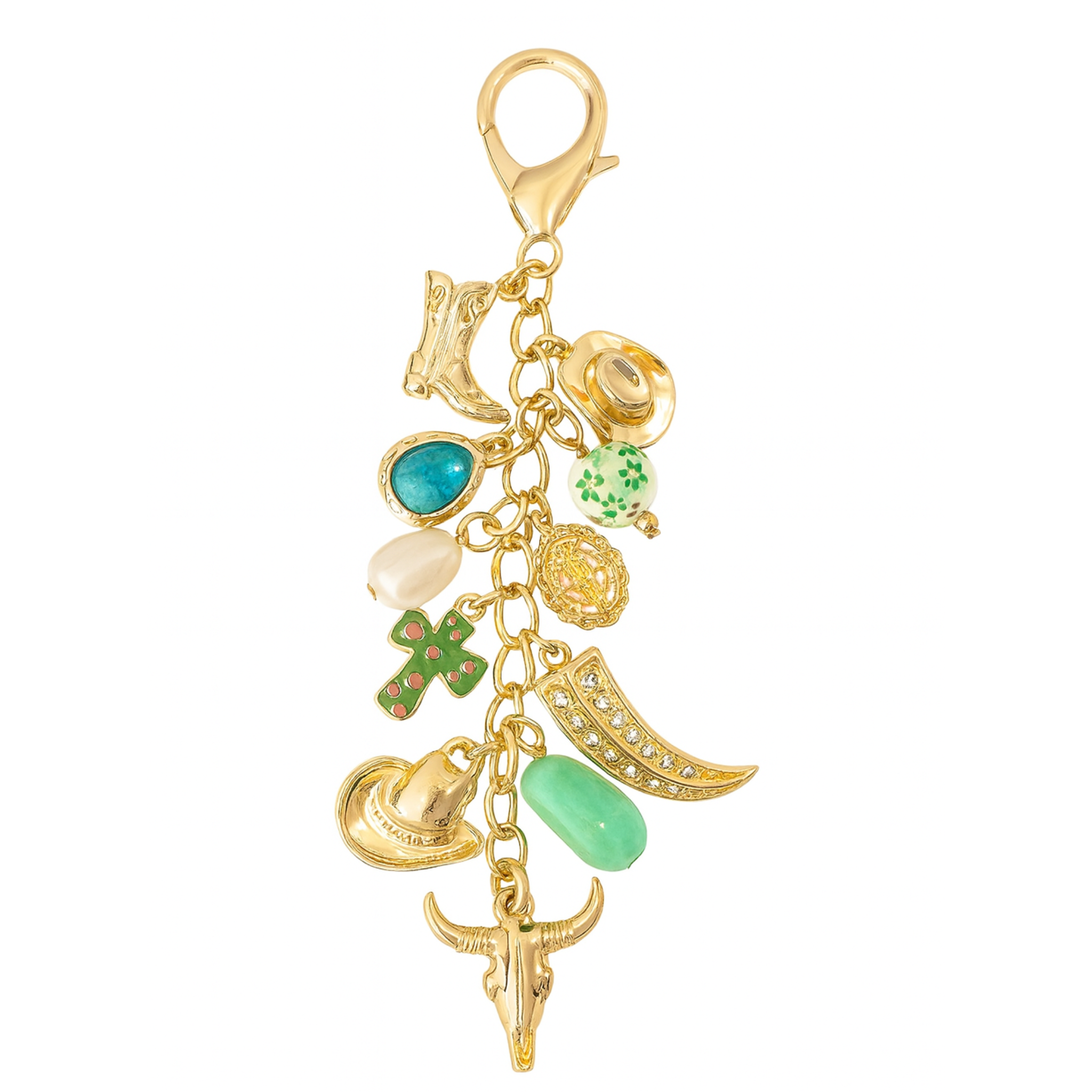 Western Porcelain Cross Boot Cowboy Hat Bag Charm