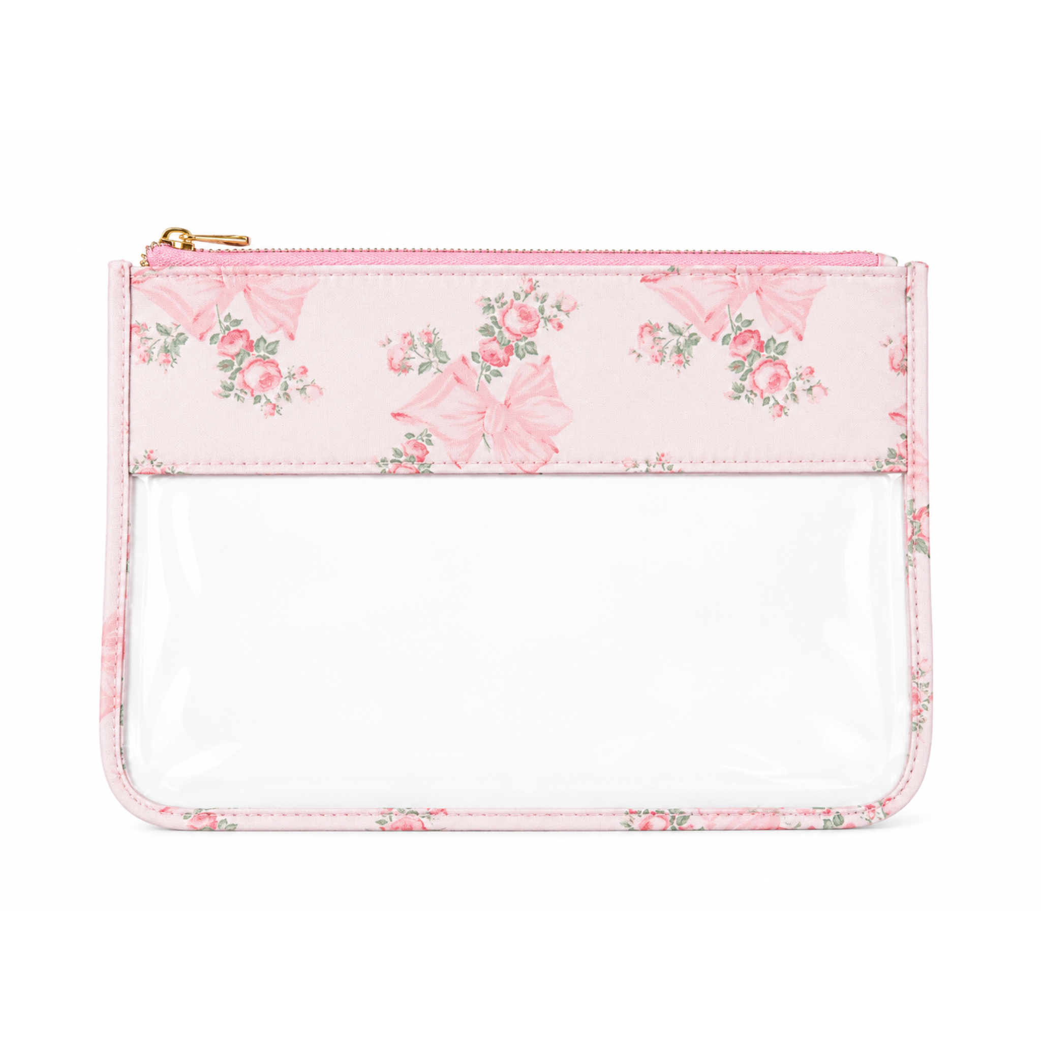 Bow Floral Clear Flat Pouch