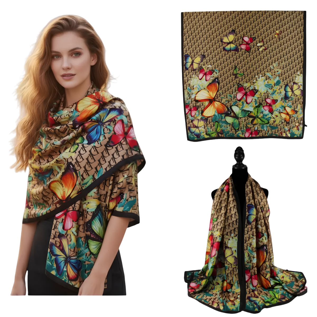 Women’s silky satin shawl, 35x78 inches, in an oblong design with a smooth, shiny texture, by Private Label.