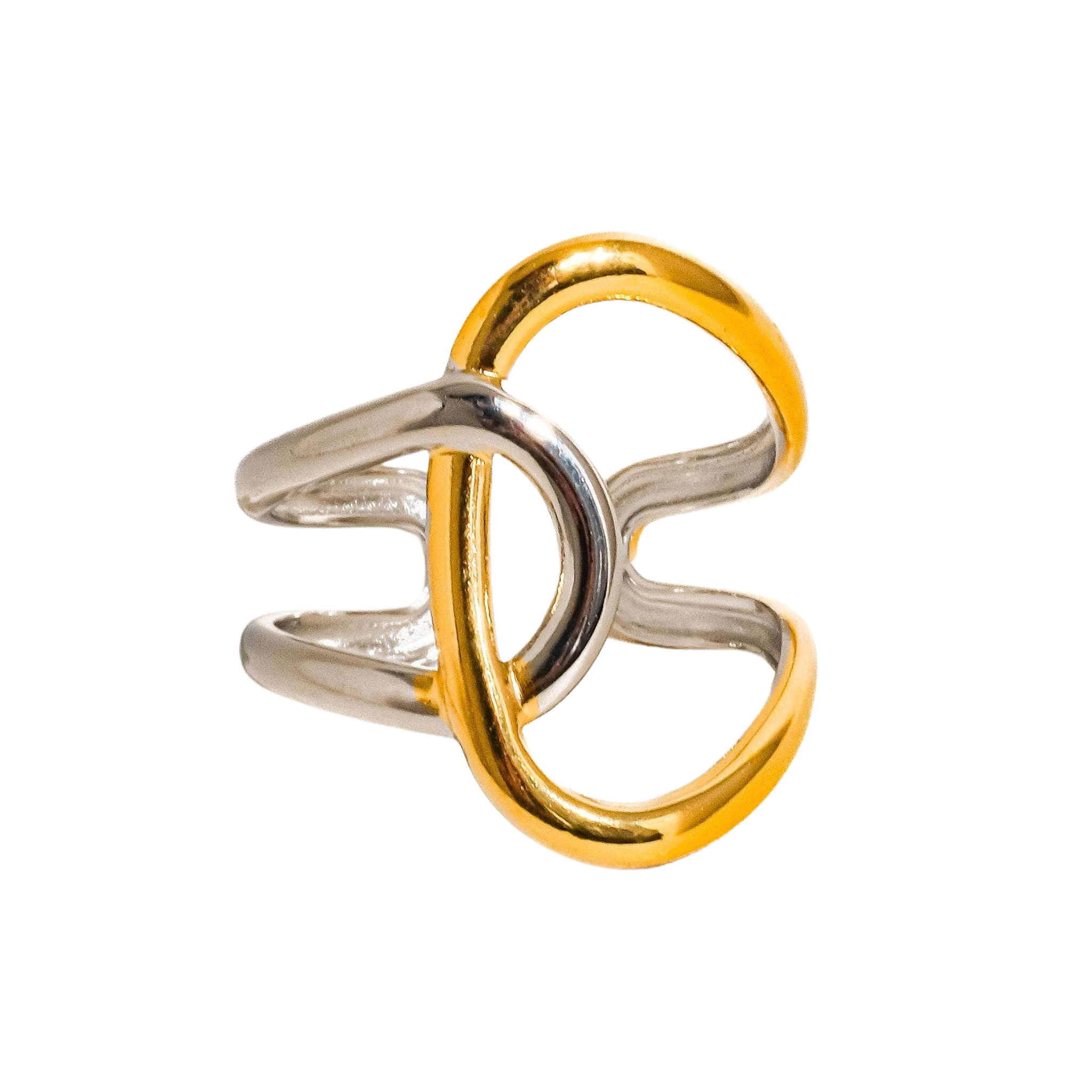 Lior 18K Gold Non-Tarnish Abstract Two Tone Ring - Let's Bag It
