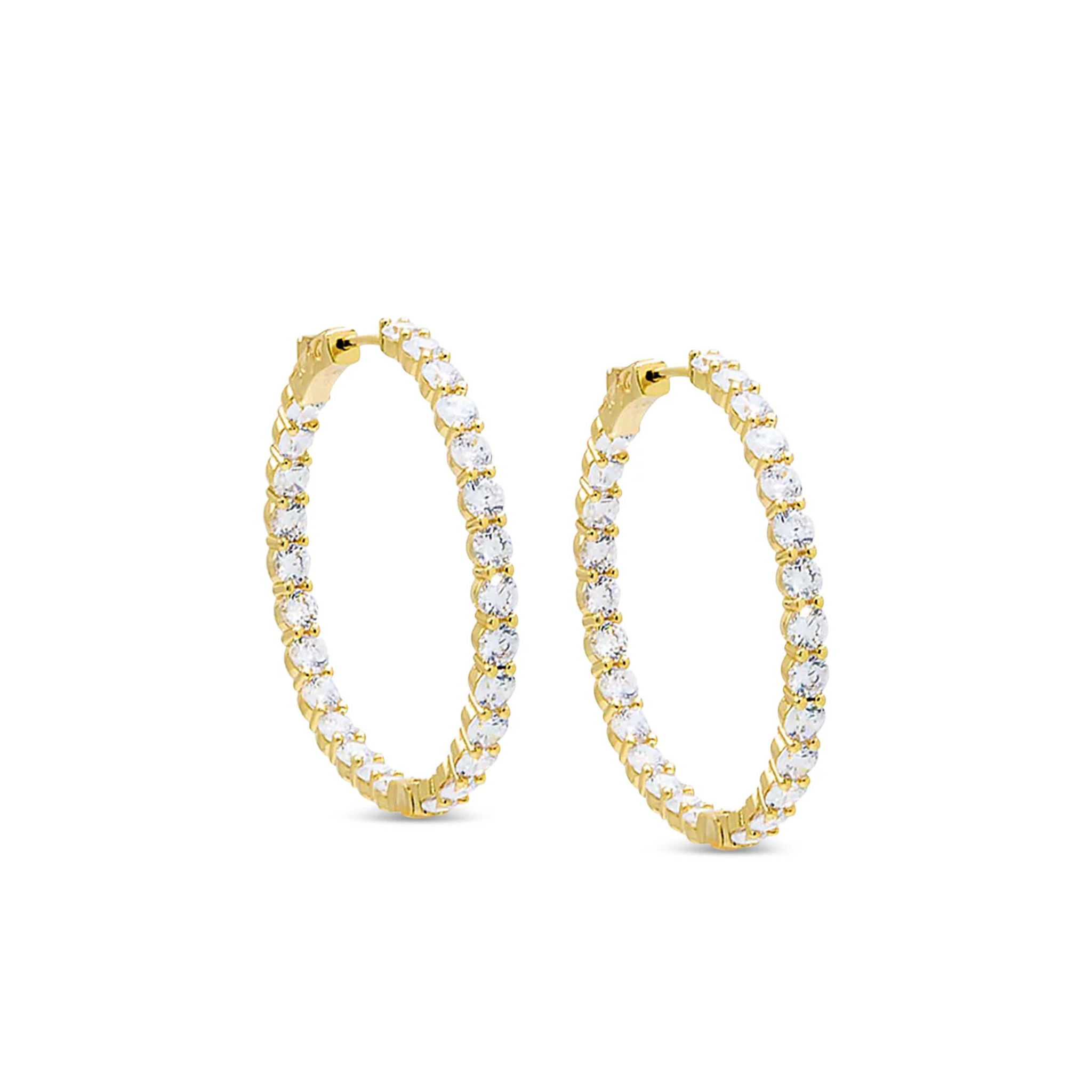 Medium CZ Sterling Silver Wrap Around Hoops
