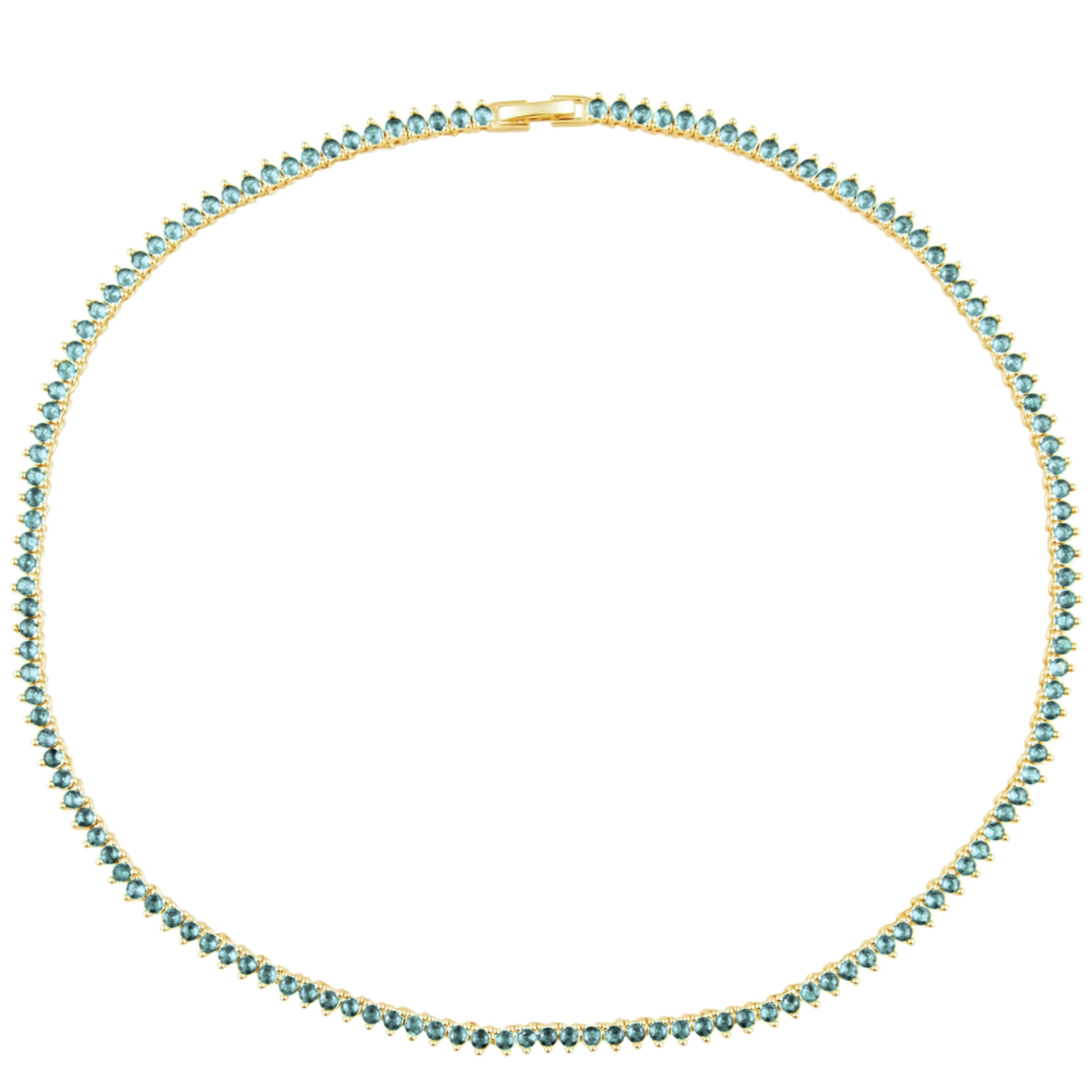 Three prong thin tennis necklace