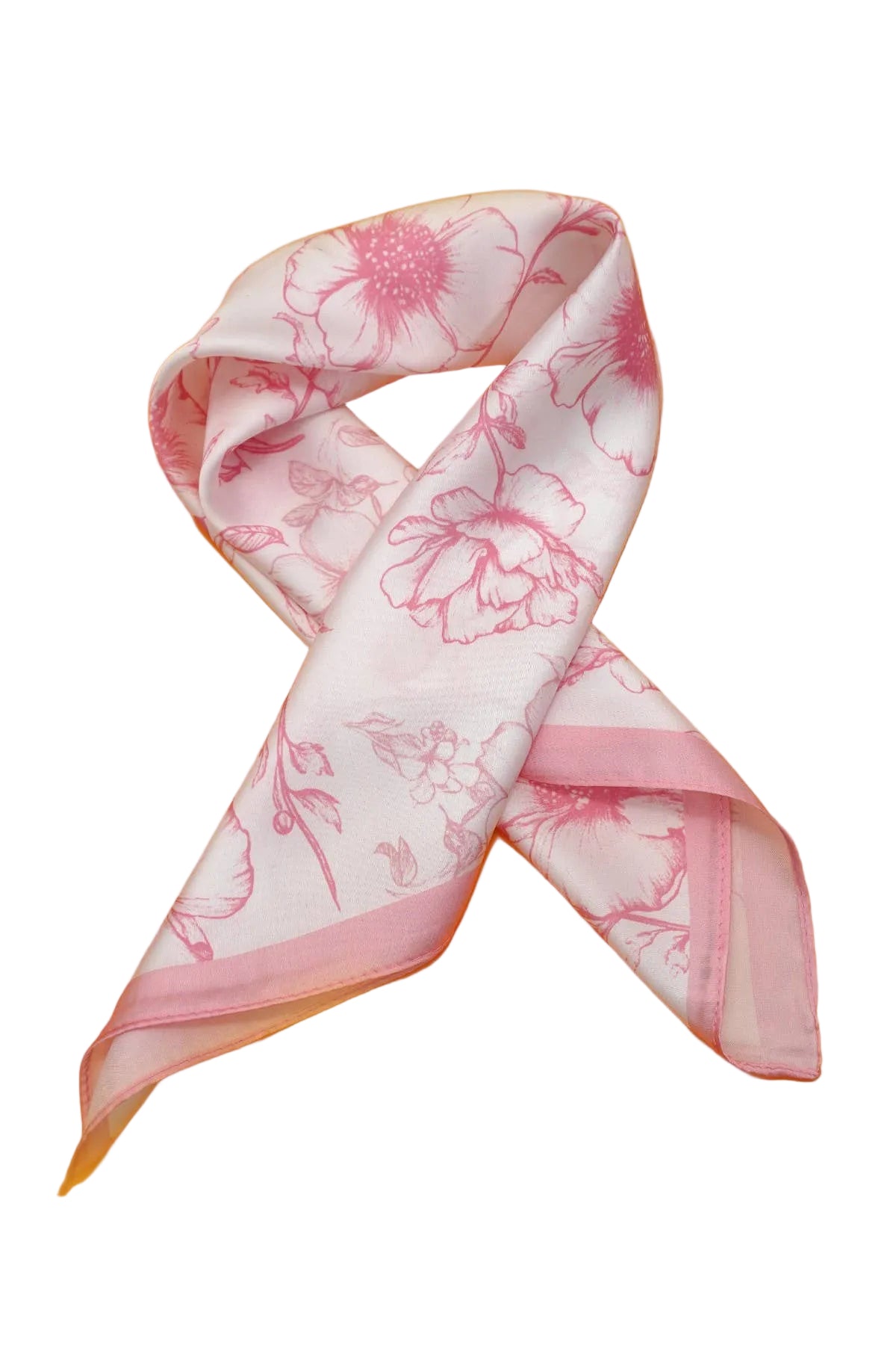 Pink floral scarf on a yellow background