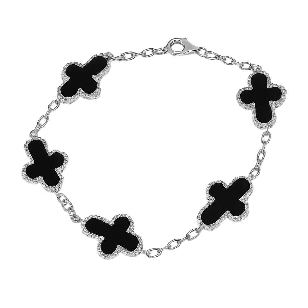 Multi cross bracelet by Private label featuring interconnected crosses on a delicate chain.