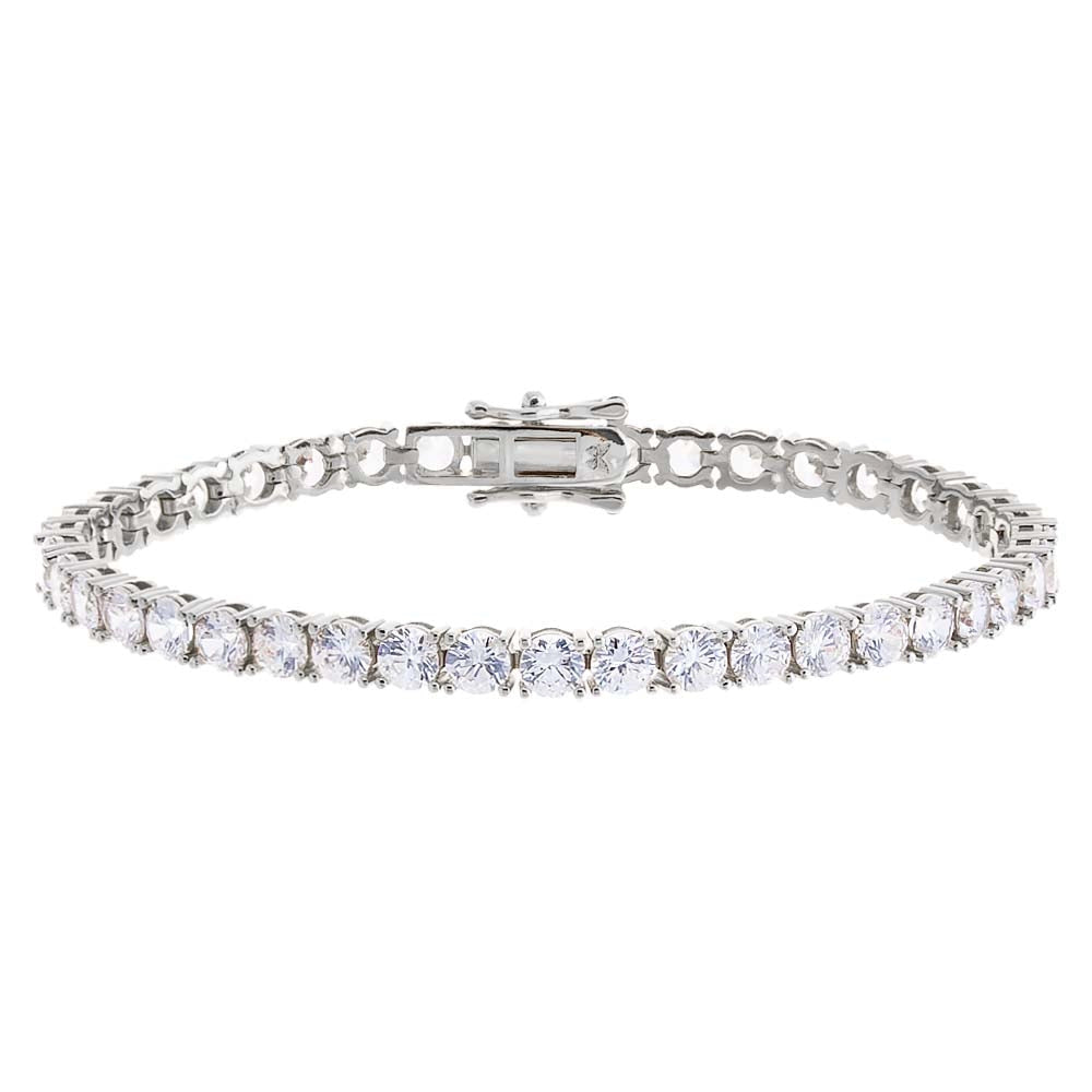 4MM 7" L Sterling Silver Platinum Bracelet- B1044SS