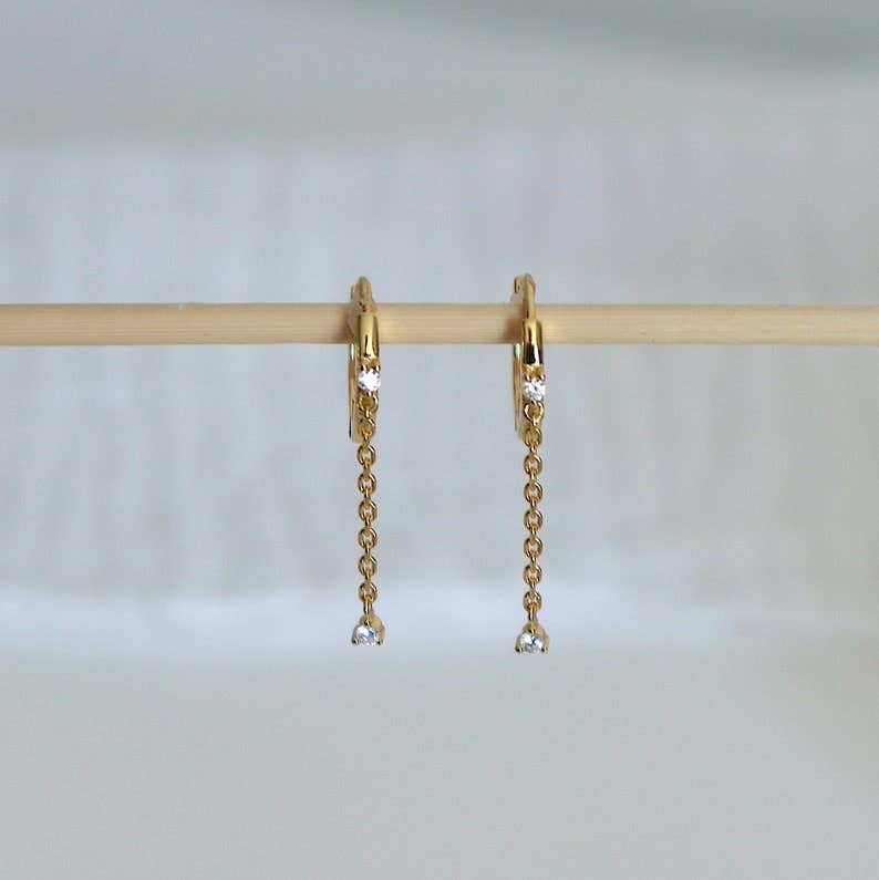 Huggie Drop Hoop and chain