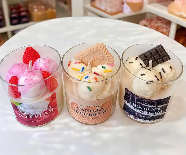 Vanilla Ice Cream Candle 8 oz - Realistic Dessert Candle