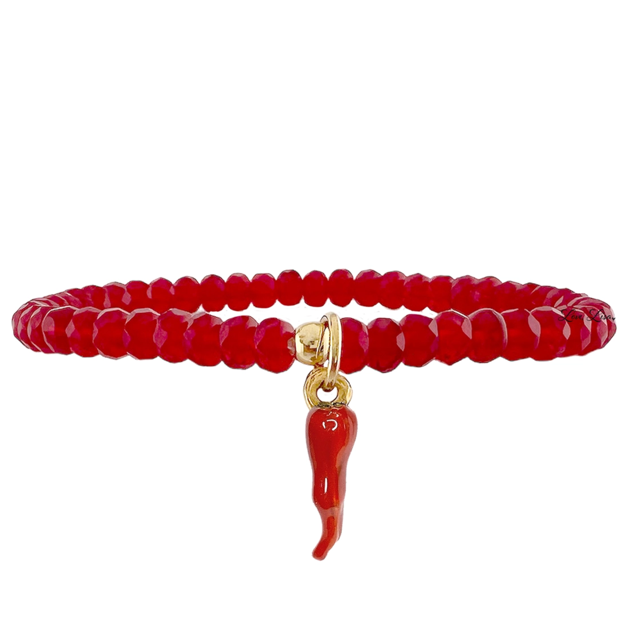 Red Italian Horn Cornicello Bracelet