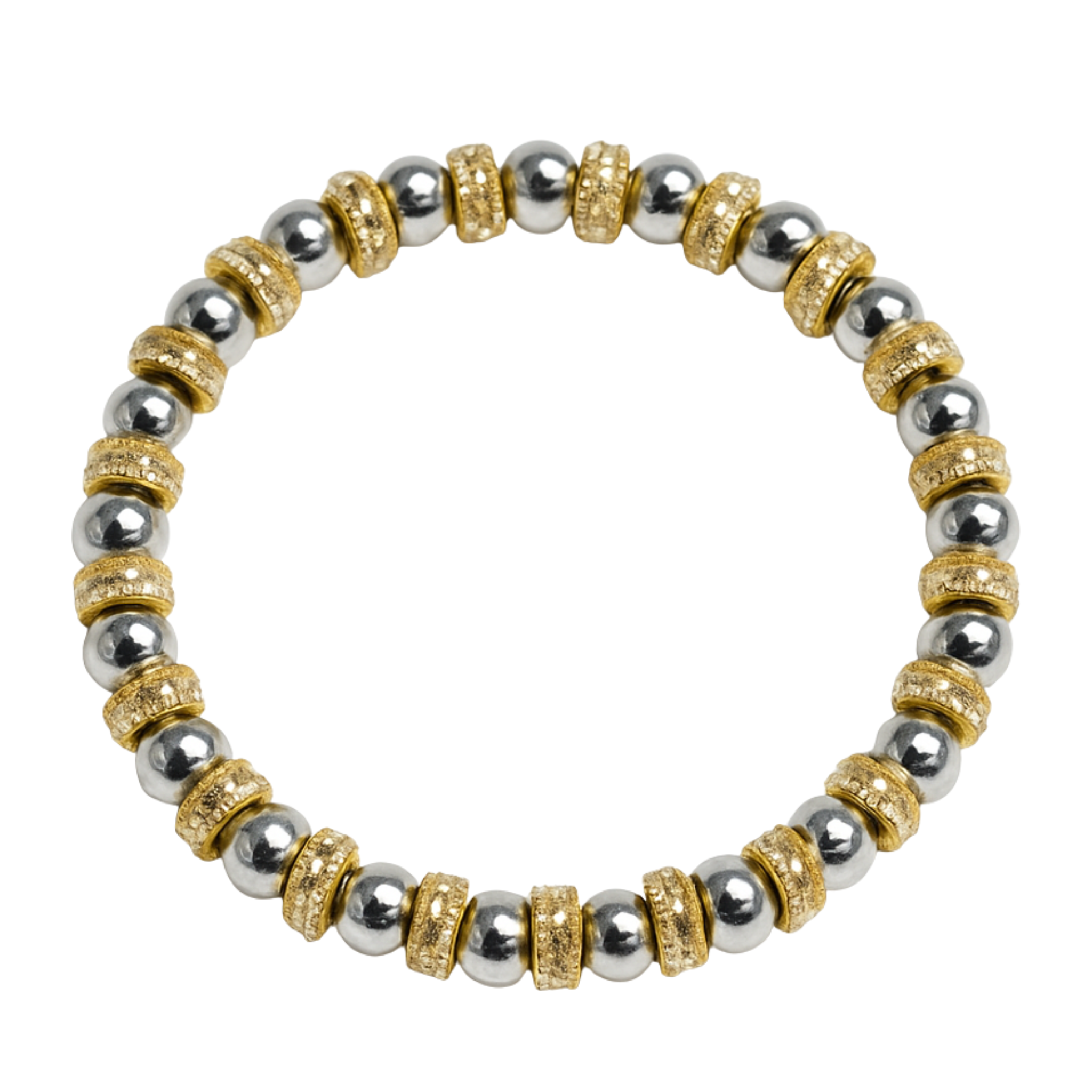 6 mm Silver with gold baller spacers