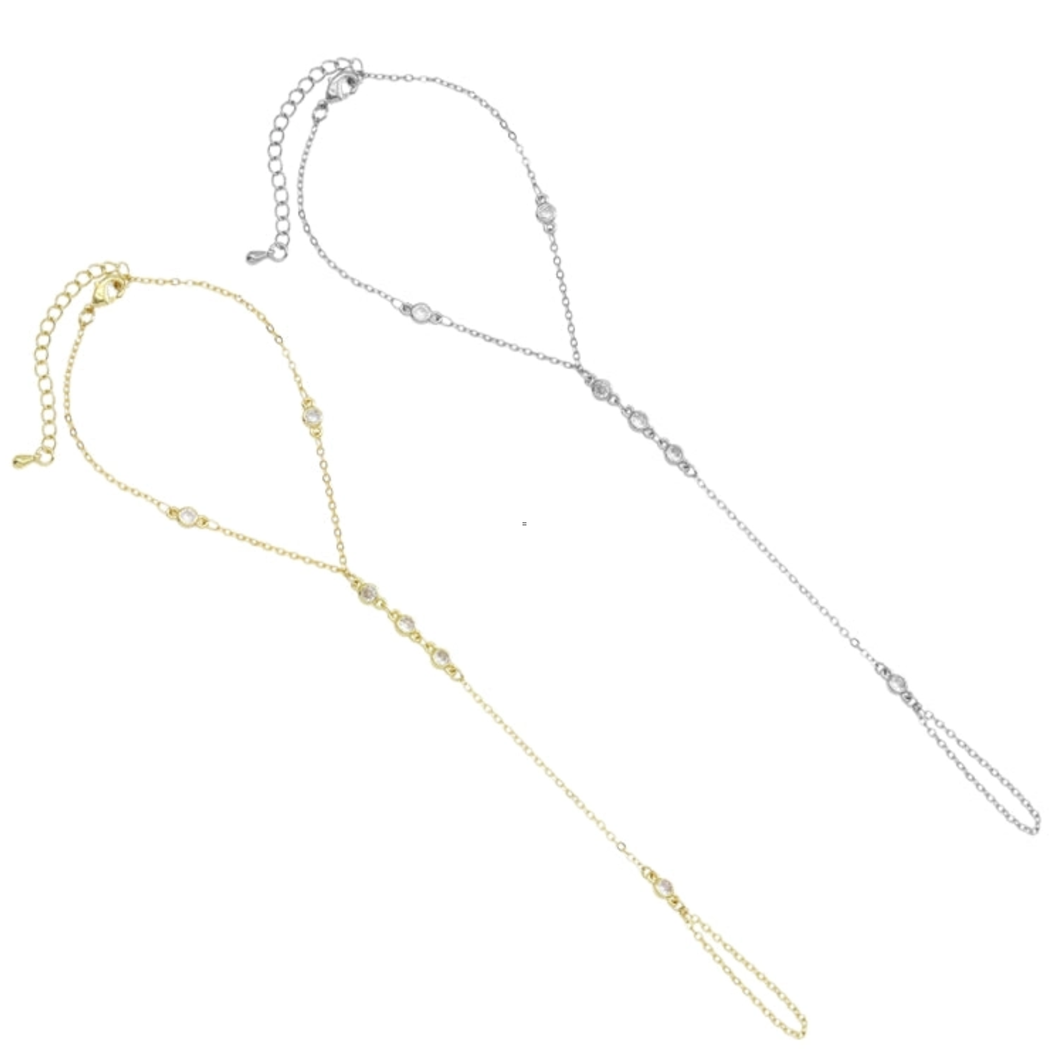 Cz Gold Silver Cz Link Chain Hand Jewelry