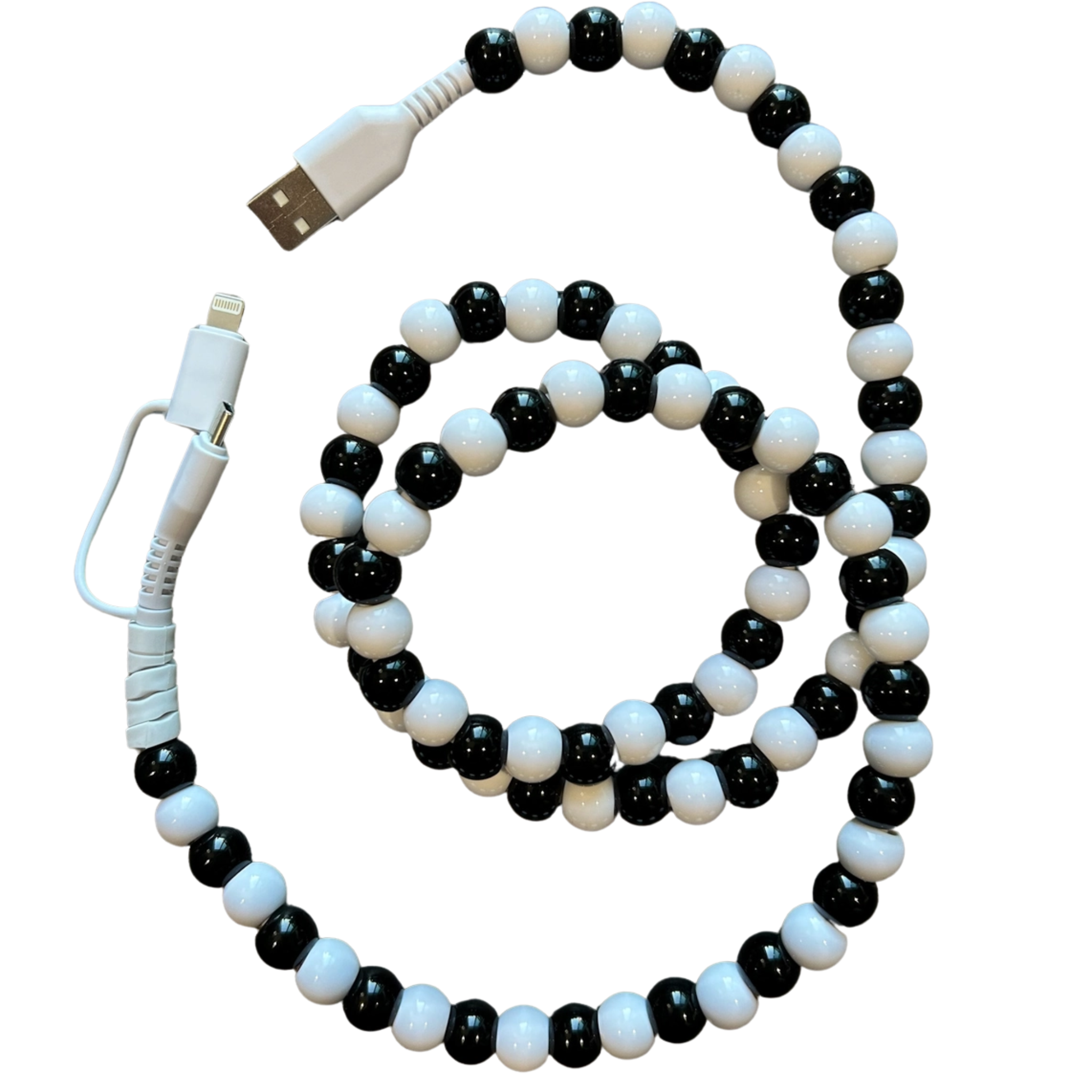 Beaded Phone Charger with Lightning & Usb-C Cable