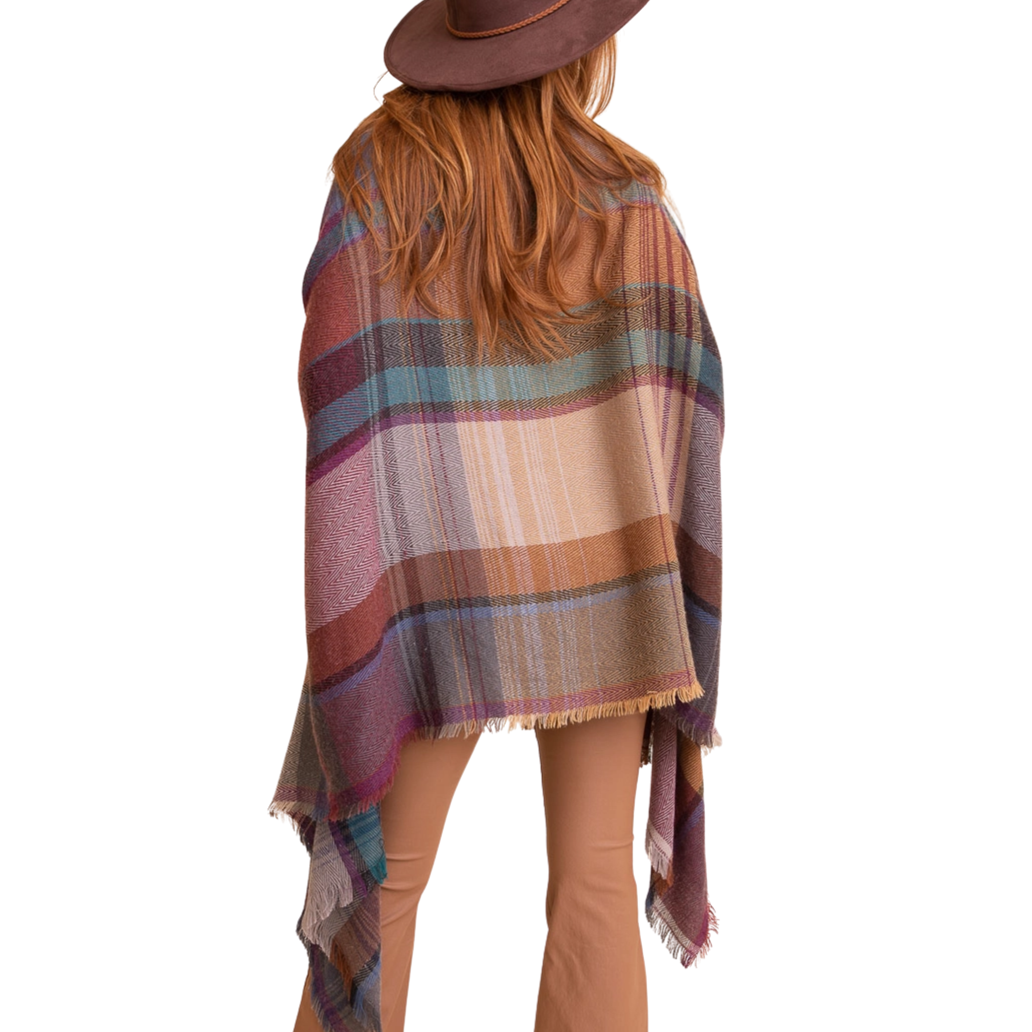 Multicolor Plaid Pocket Ruana