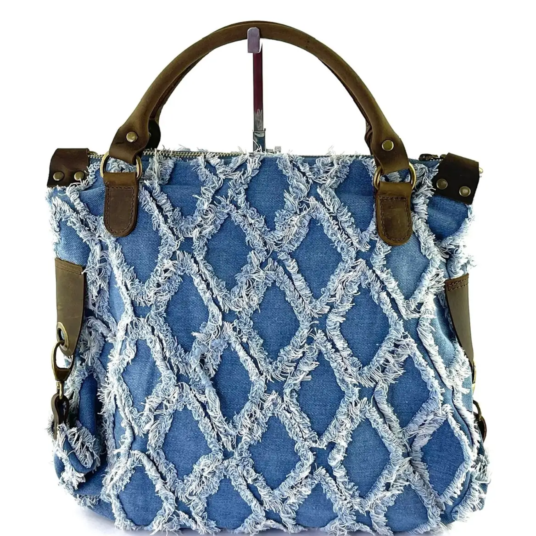 Miguel Medium Check Denim Crossbody Bag