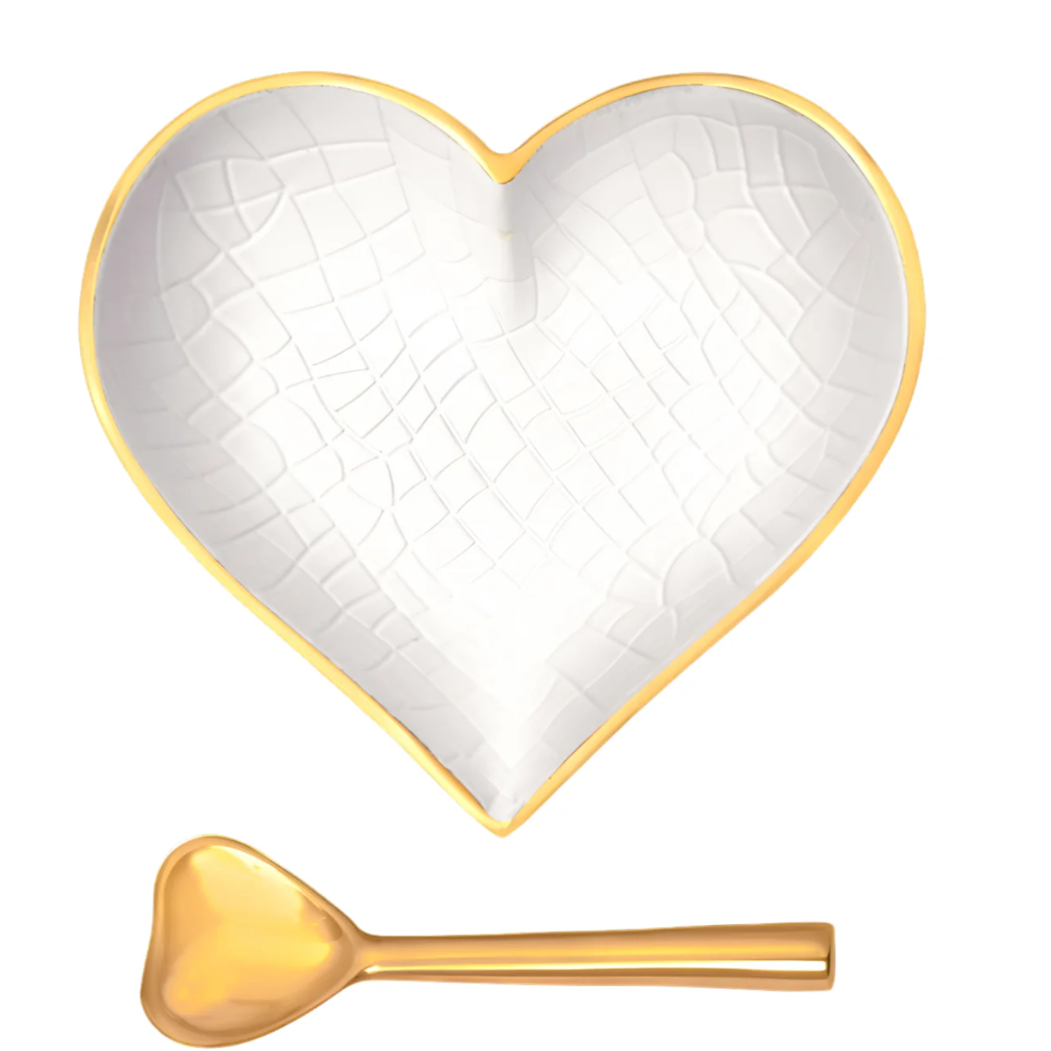 Happy Gold Croco Heart with Spoon - Let's Bag It