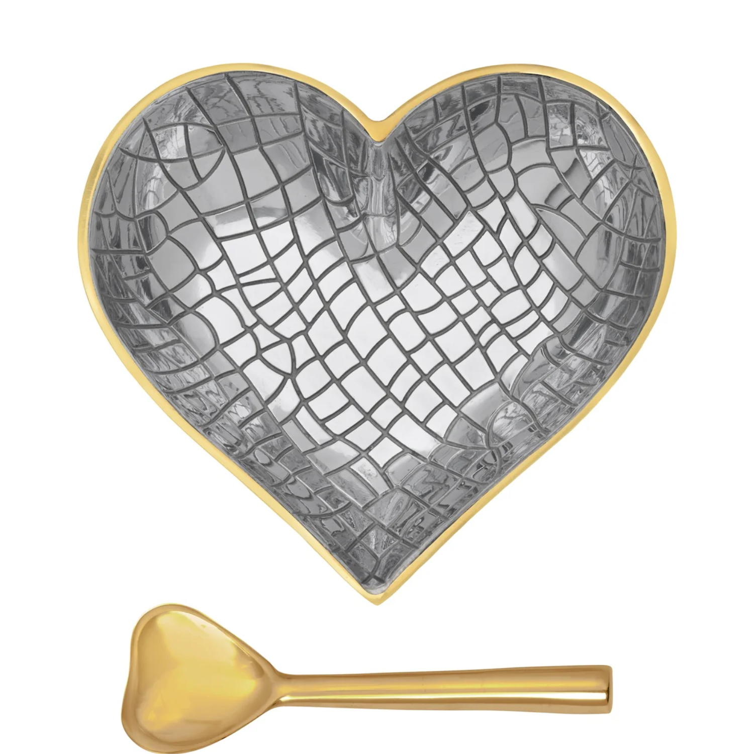 Happy Gold Croco Heart with Spoon - Let's Bag It