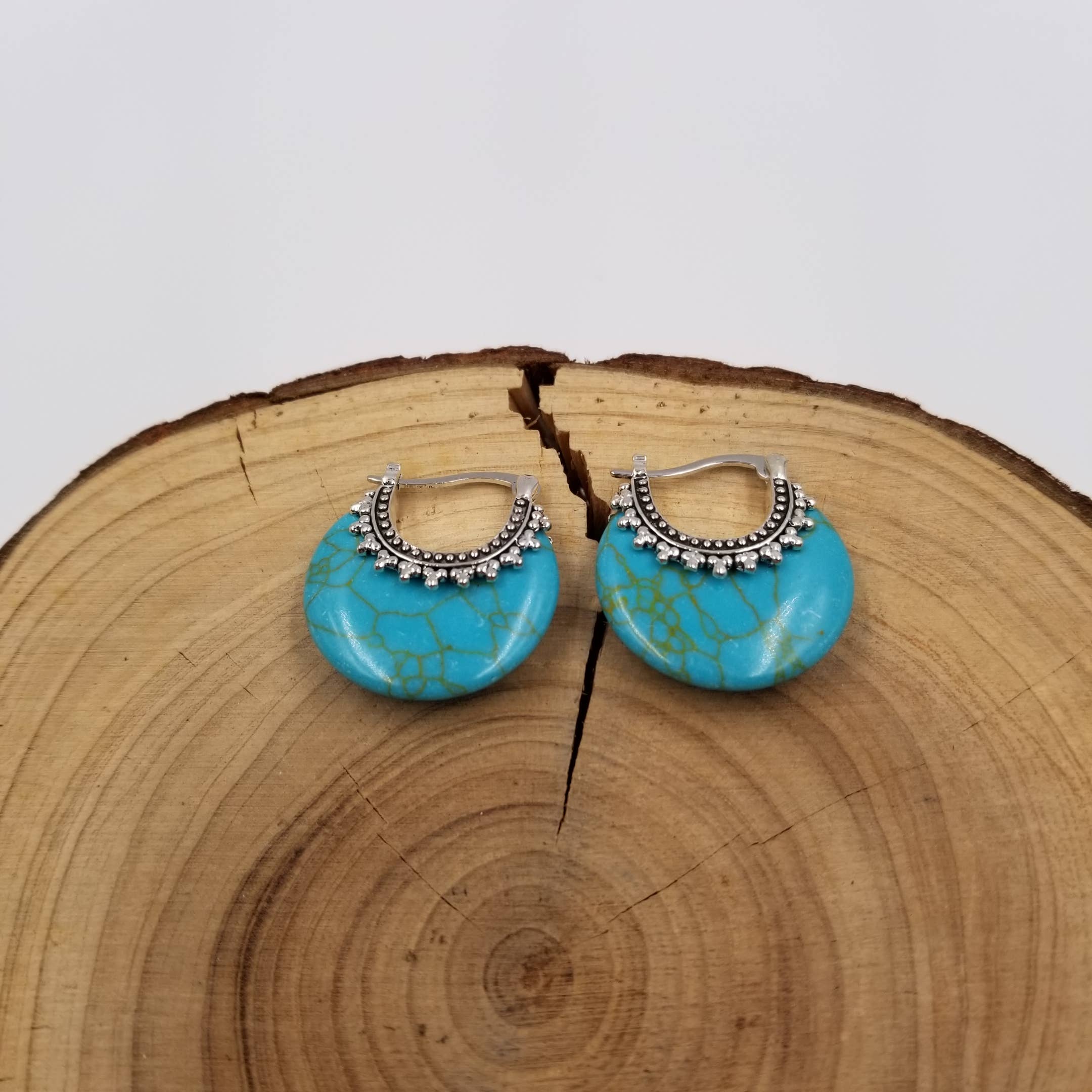 Retro Disc Turquoise Earrings