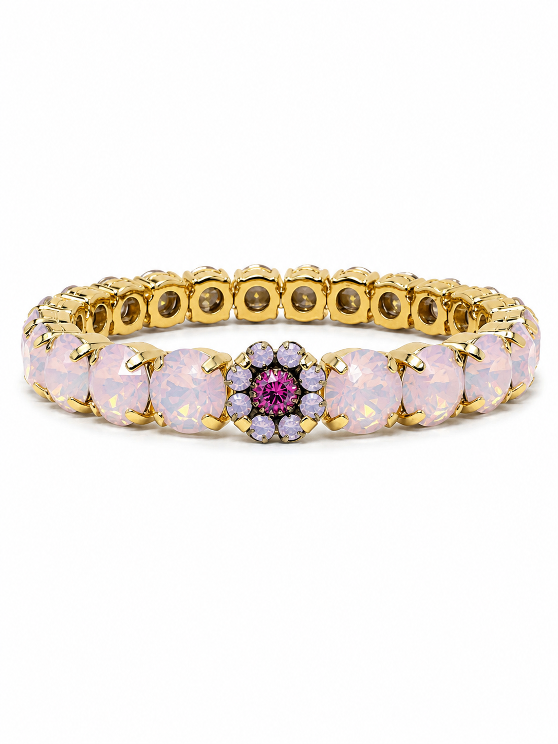 Private label Duchess Crystal Stretch Bracelet with 8.55mm clear crystals on a flexible band.