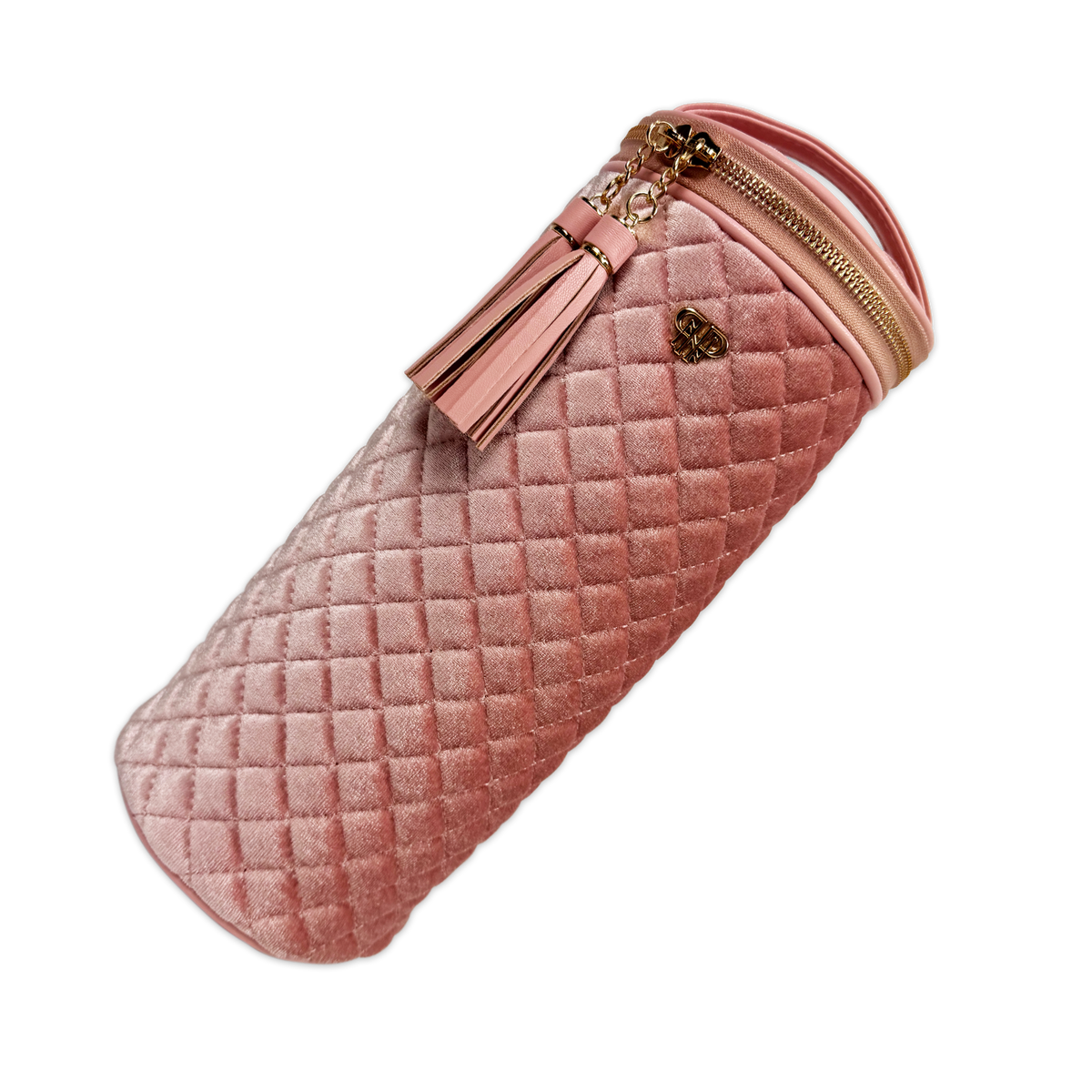 PurseN blush velvet cosmetic bag holder designed for storing beauty tools and makeup accessories.