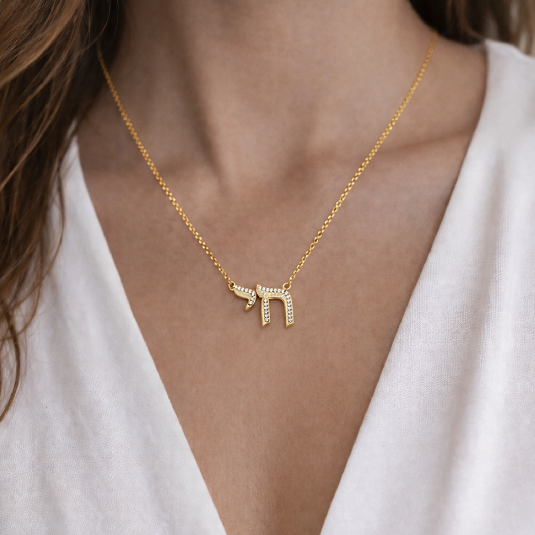 Chai Cz outline necklace
