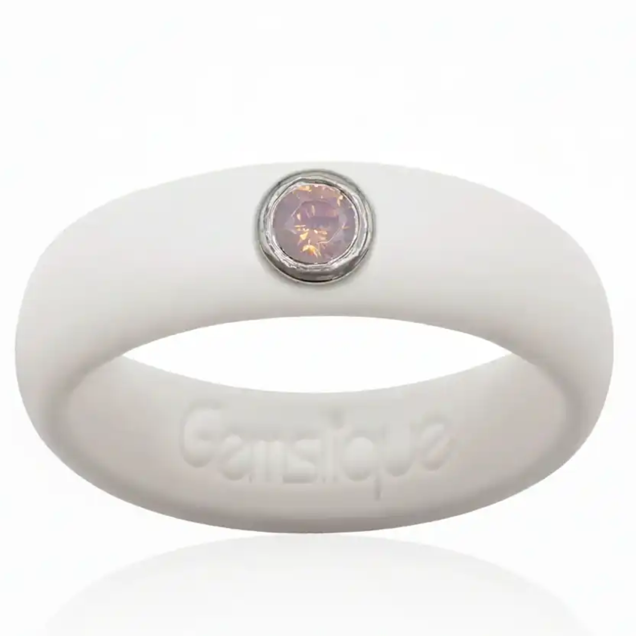 Pink Opal Cubic Zirconia Silicone Ring