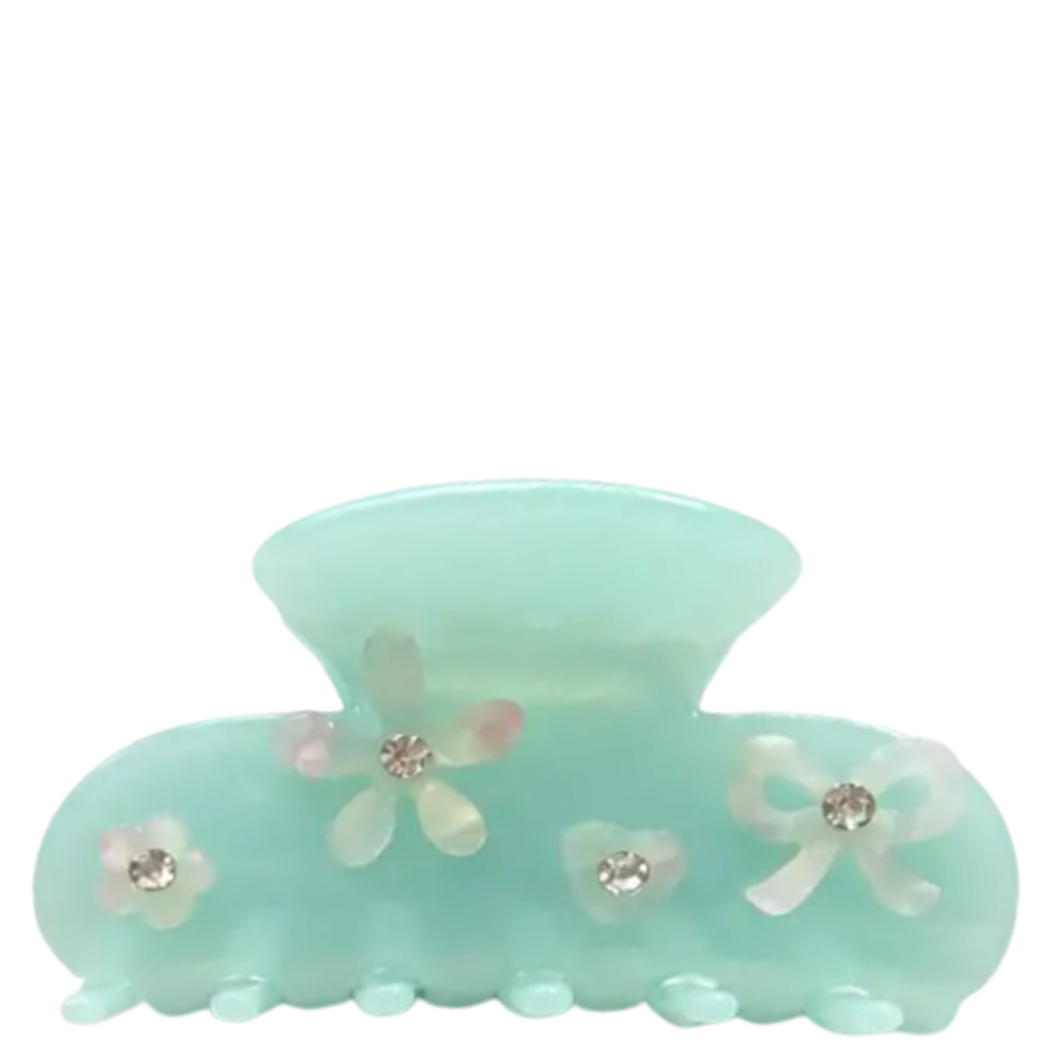 Rhinestone Flower Heart Bow Hair Clip