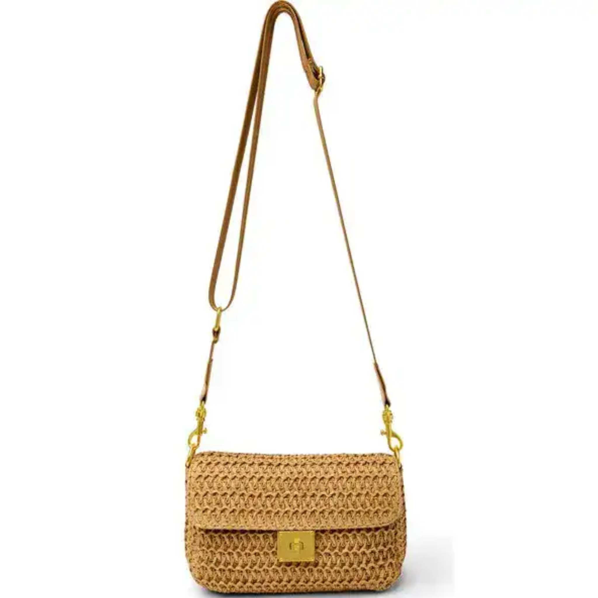 High Society Chai open weaver crossbody bag in a stylish design with intricate weaving details.
