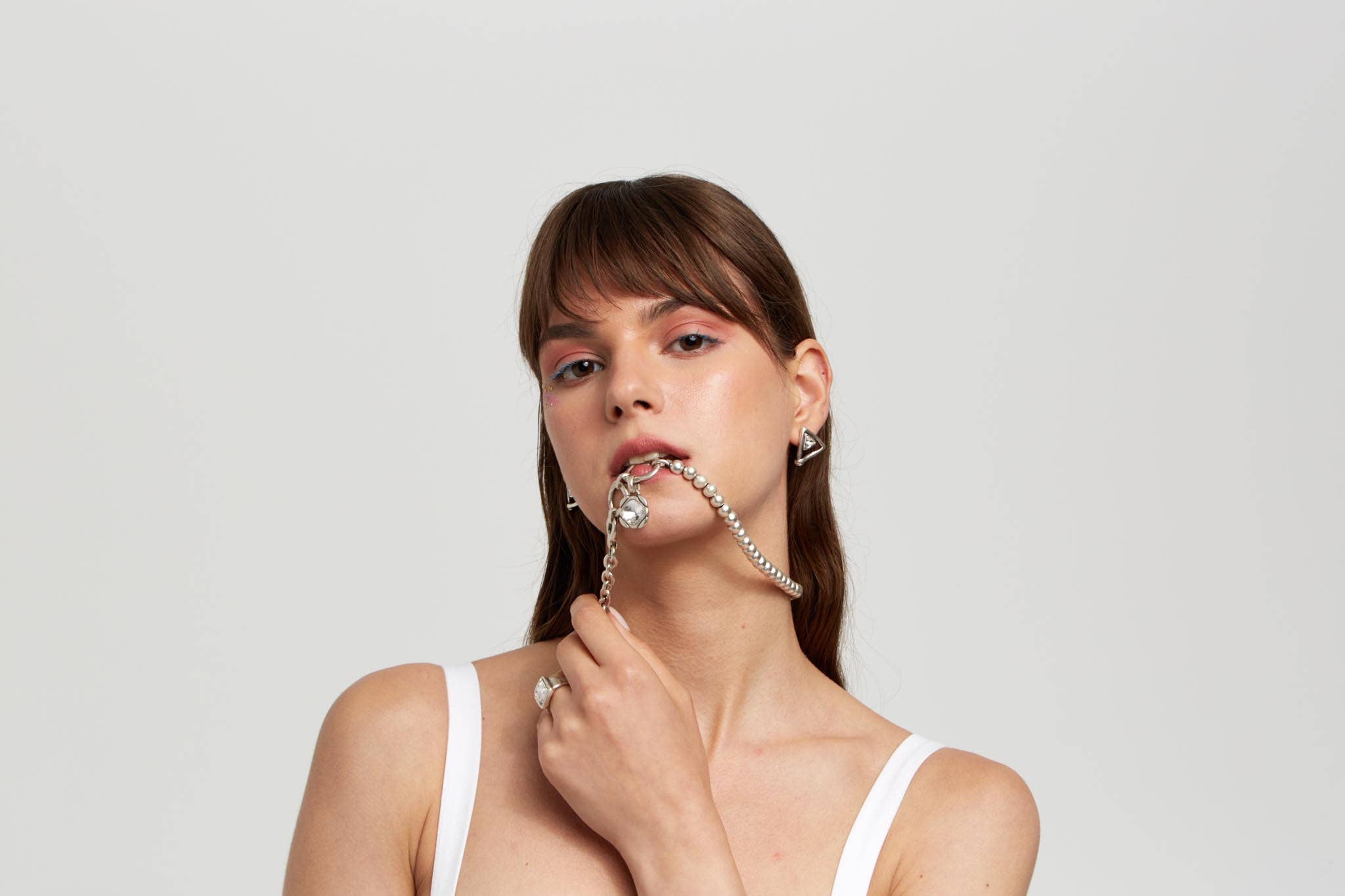 Handmade Crystal Pewter Necklace - 3914