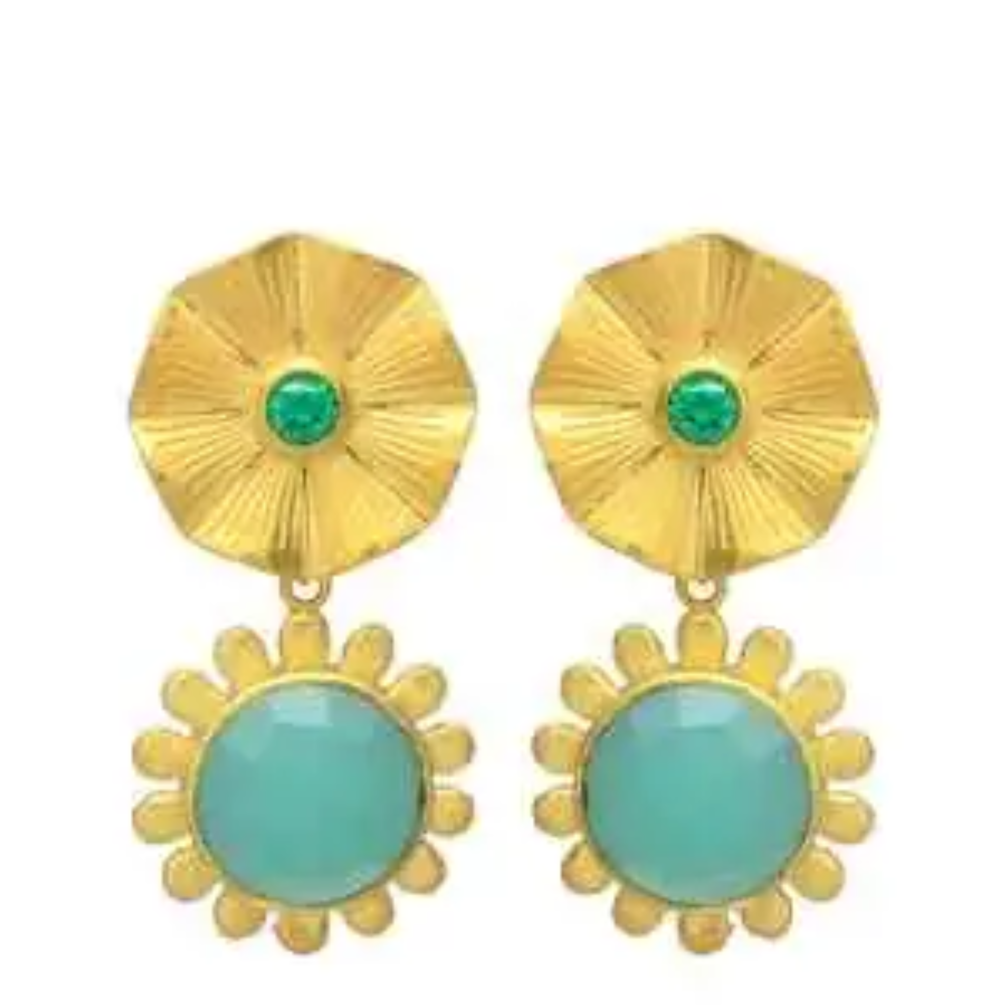 Colorful Kristen gemstone earrings by Private Label featuring multicolor gemstones and elegant clip-on design.
