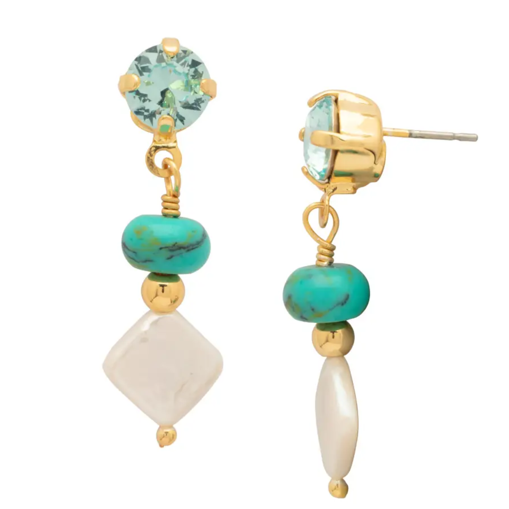 Colorful Tybee dangle earrings by Sorrelli featuring multicolor daisies and clip-on design, stylish and vibrant accessory.