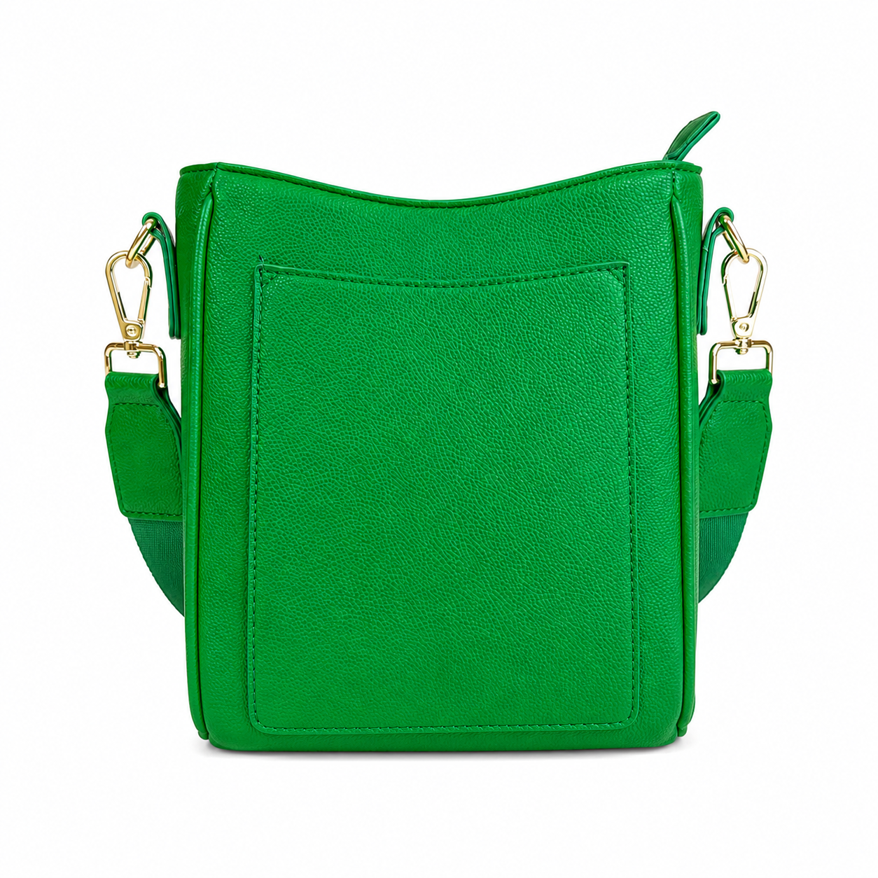 AHDORNED Madelyn vegan pebble leather messenger bag with adjustable strap and silver hardware, featuring a stylish, textured design.