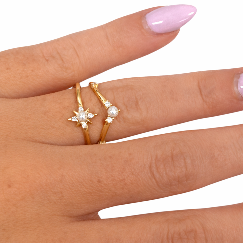 Pearl sunburst stacking ring