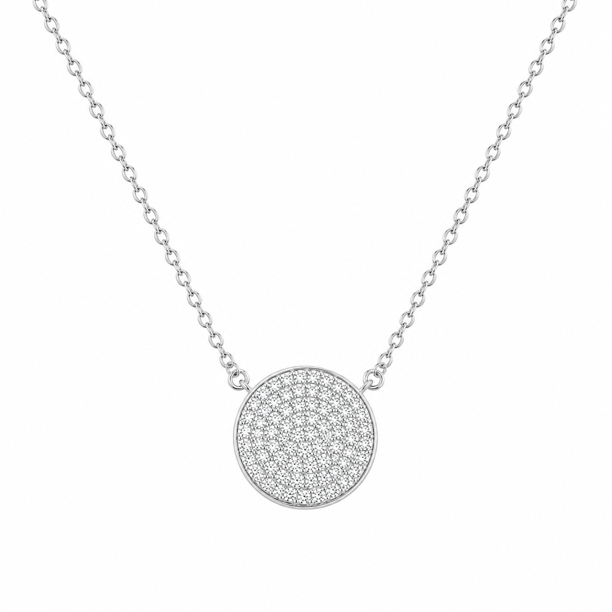 Circle Studded CZ Necklace - Sterling Silver 925