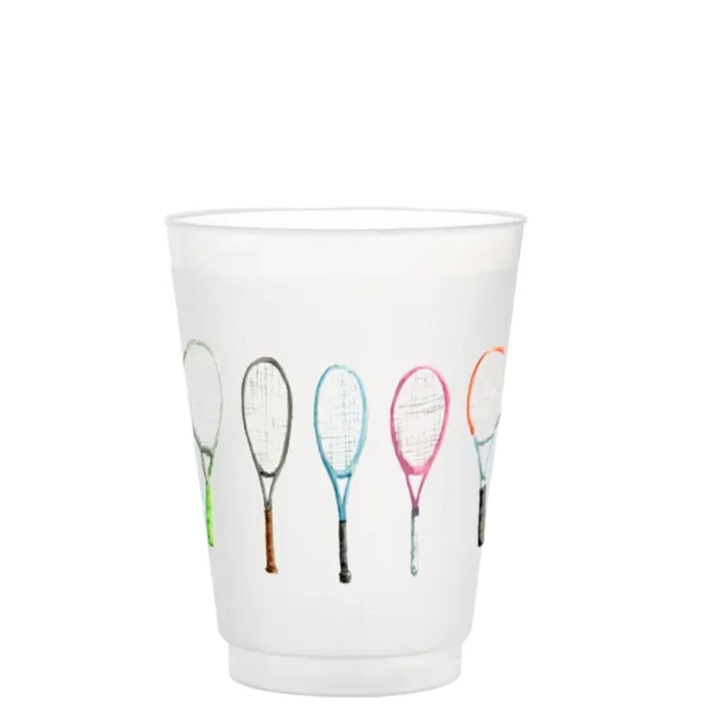 Tennis Rackets Frosted Cups - Set of 6