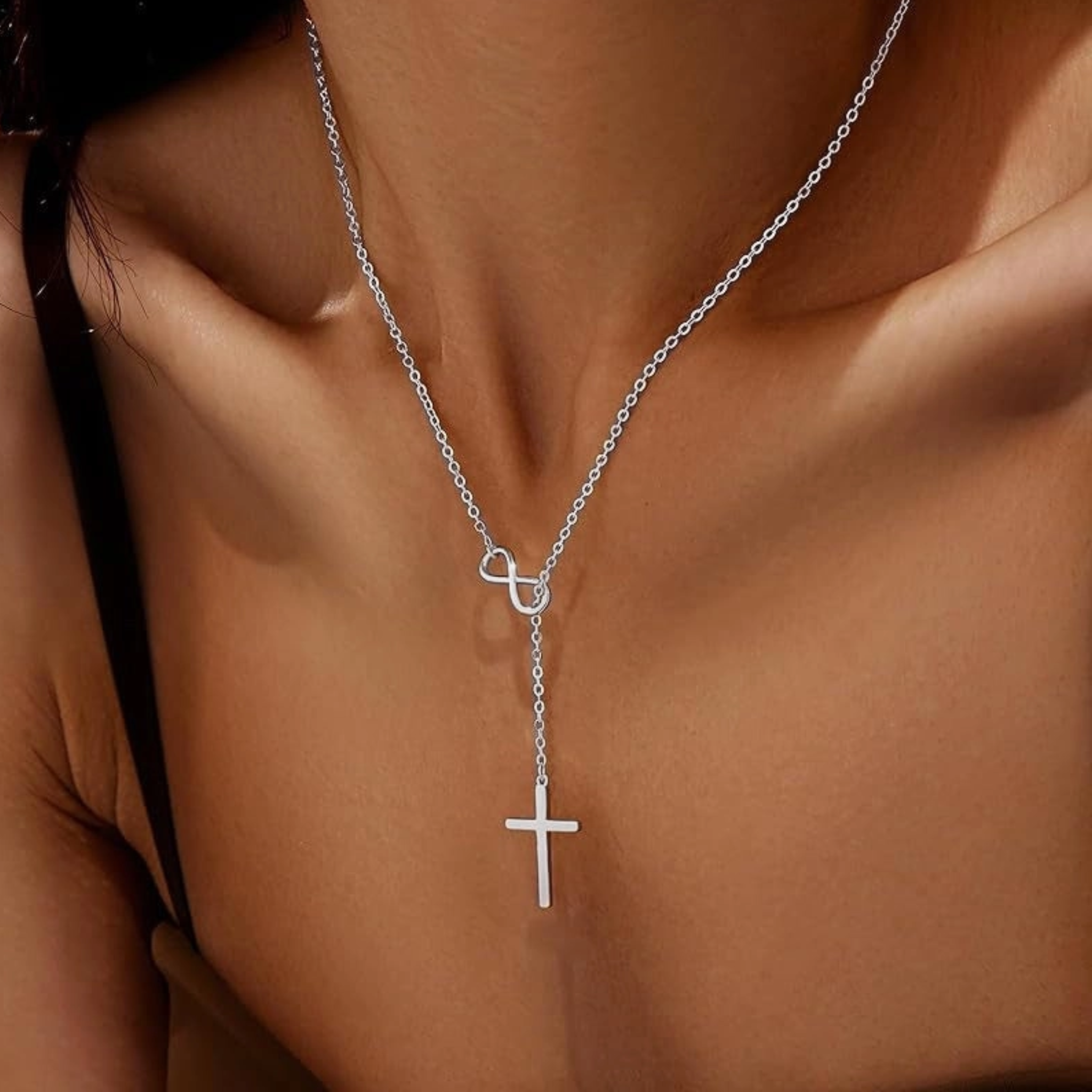 Classic Infinity Cross Lariat Y Necklace